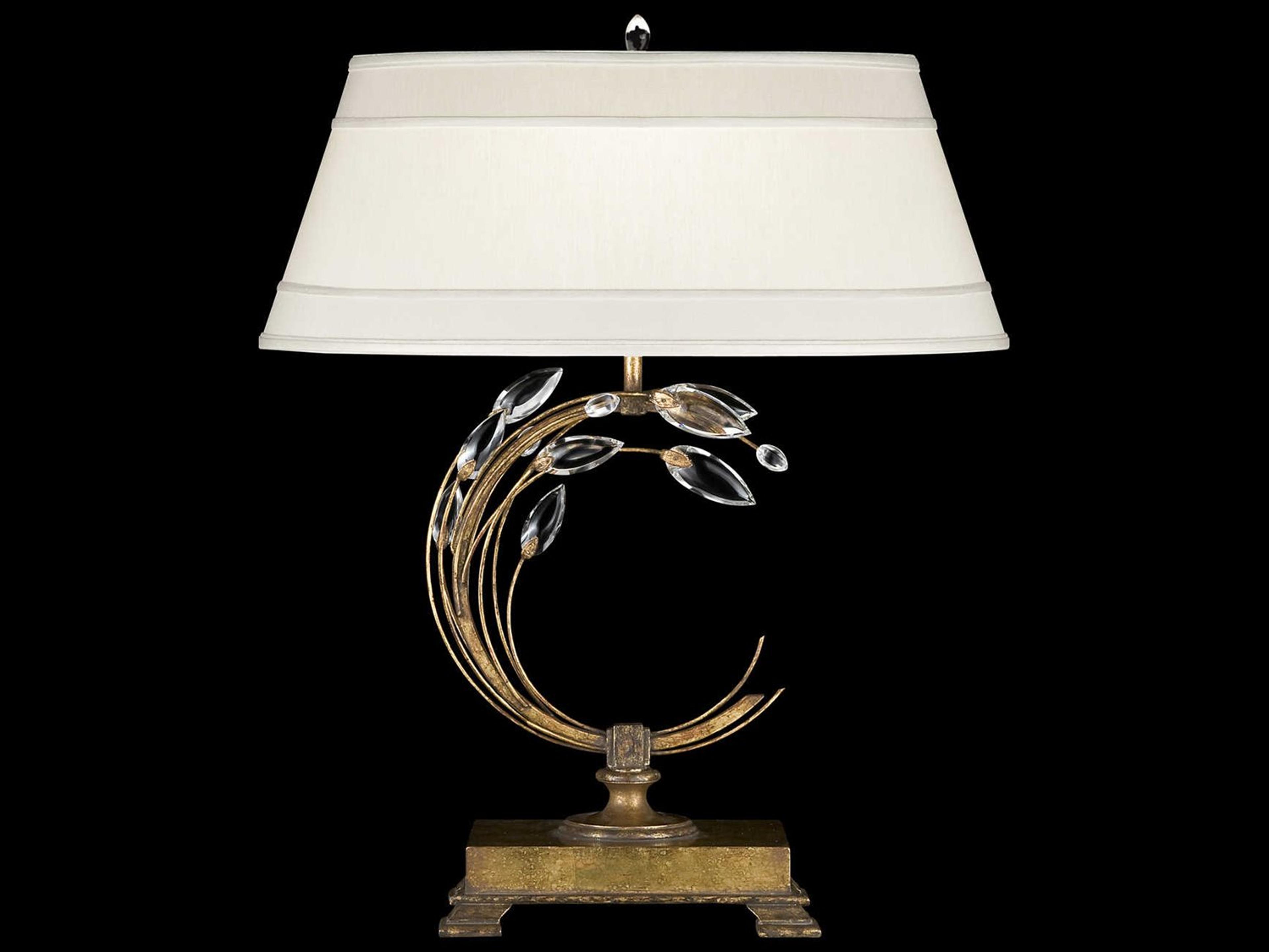 Fine Art Handcrafted Lighting Crystal Laurel Gold Table Lamp