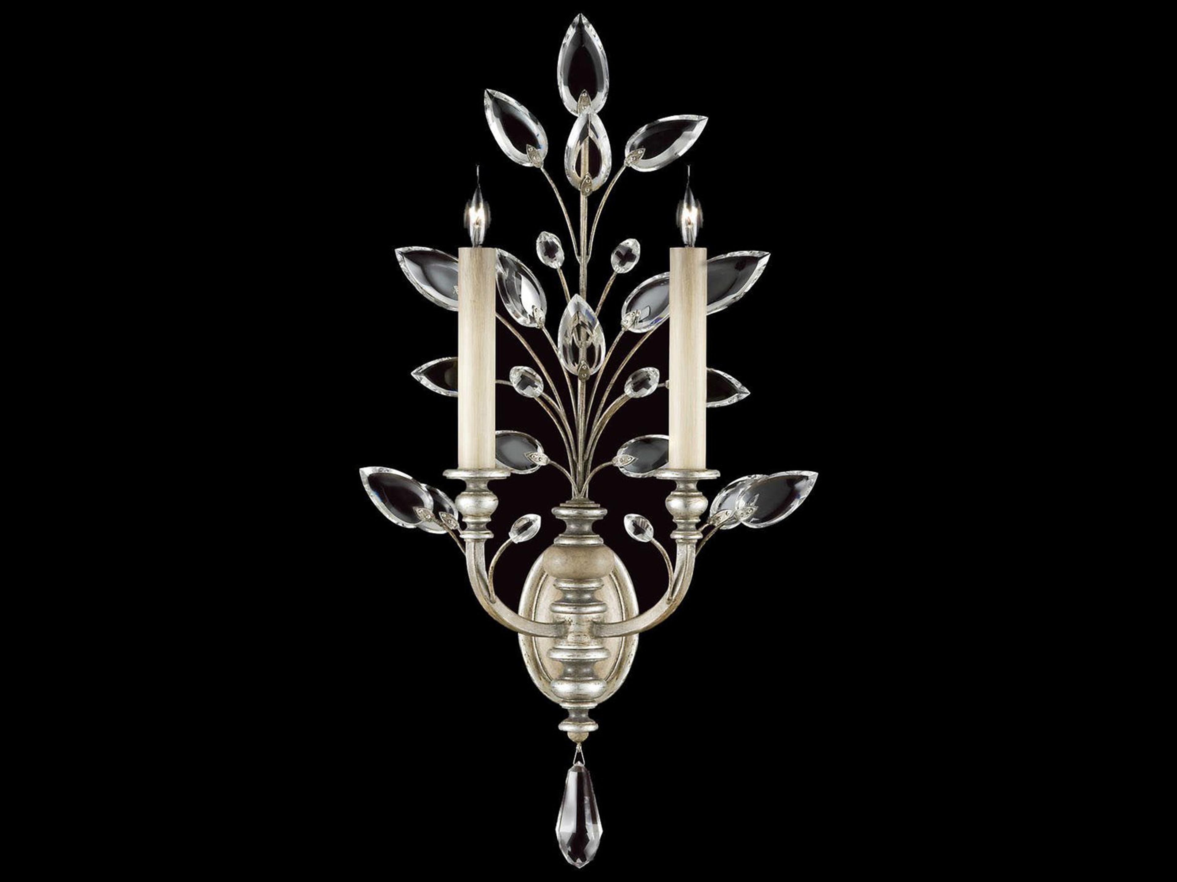 Fine Art Handcrafted Lighting Crystal Laurel Silver Wall Sconce