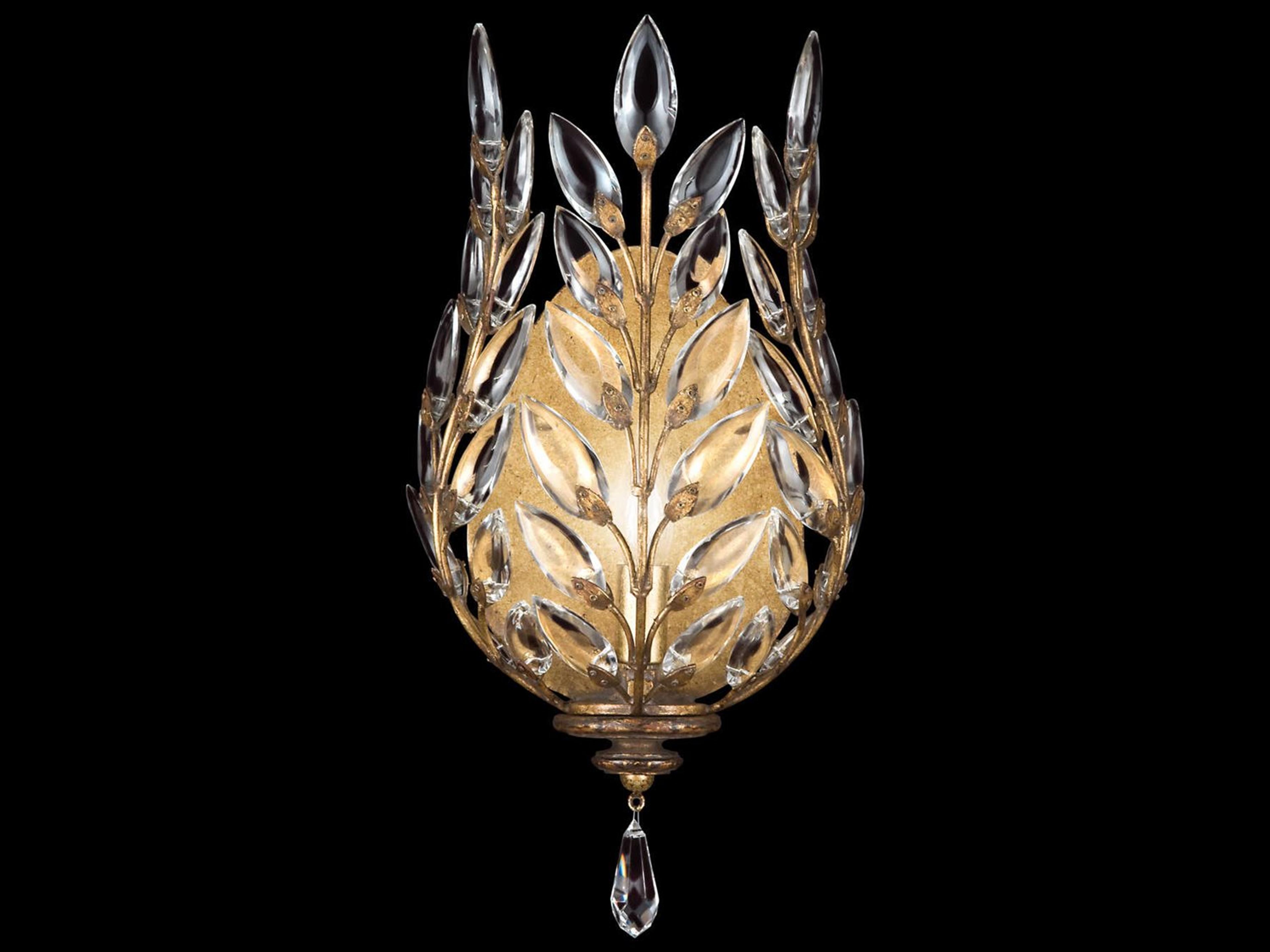Fine Art Handcrafted Lighting Crystal Laurel Gold Wall Sconce