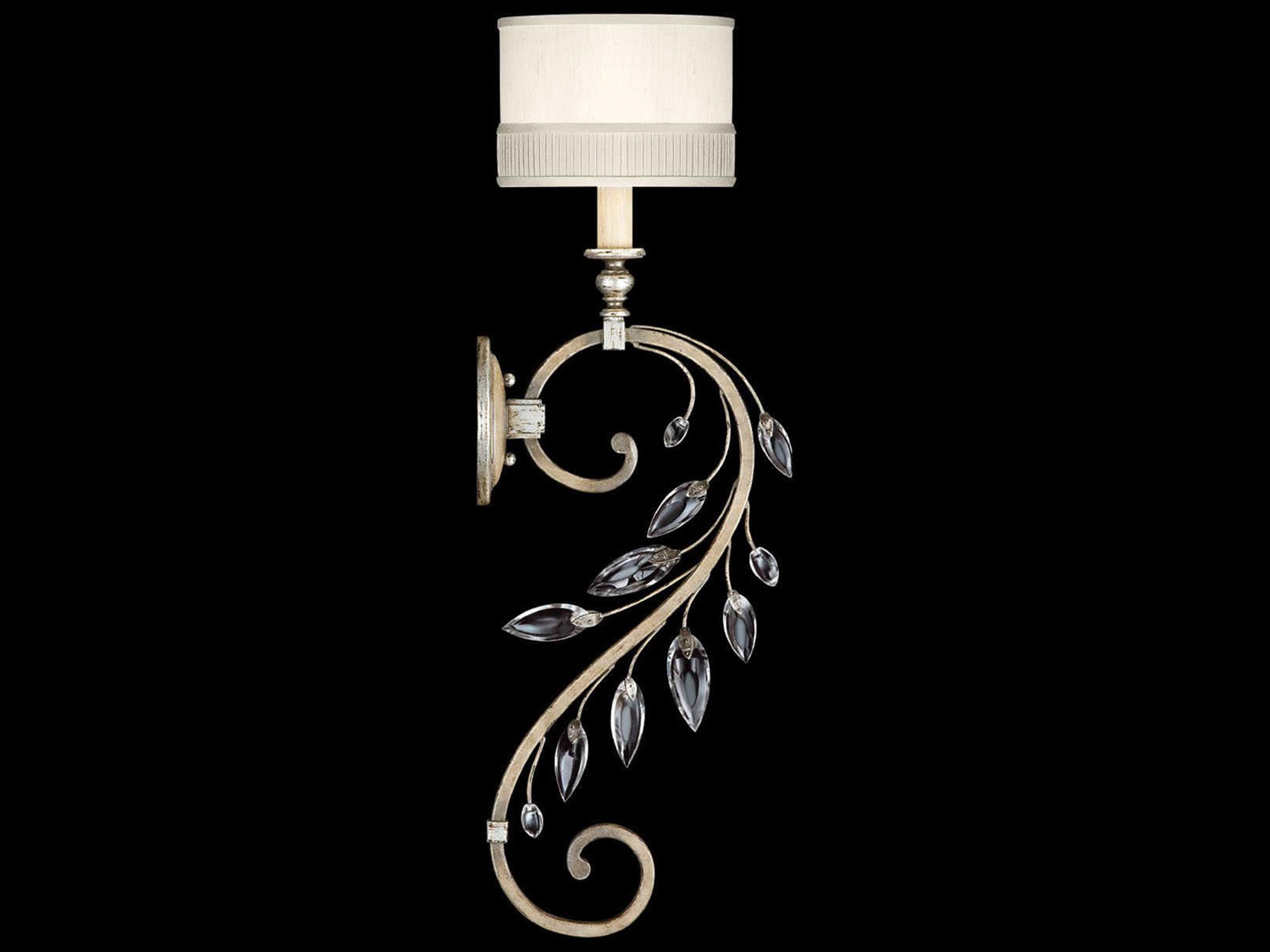Fine Art Handcrafted Lighting Crystal Laurel Silver Wall Sconce
