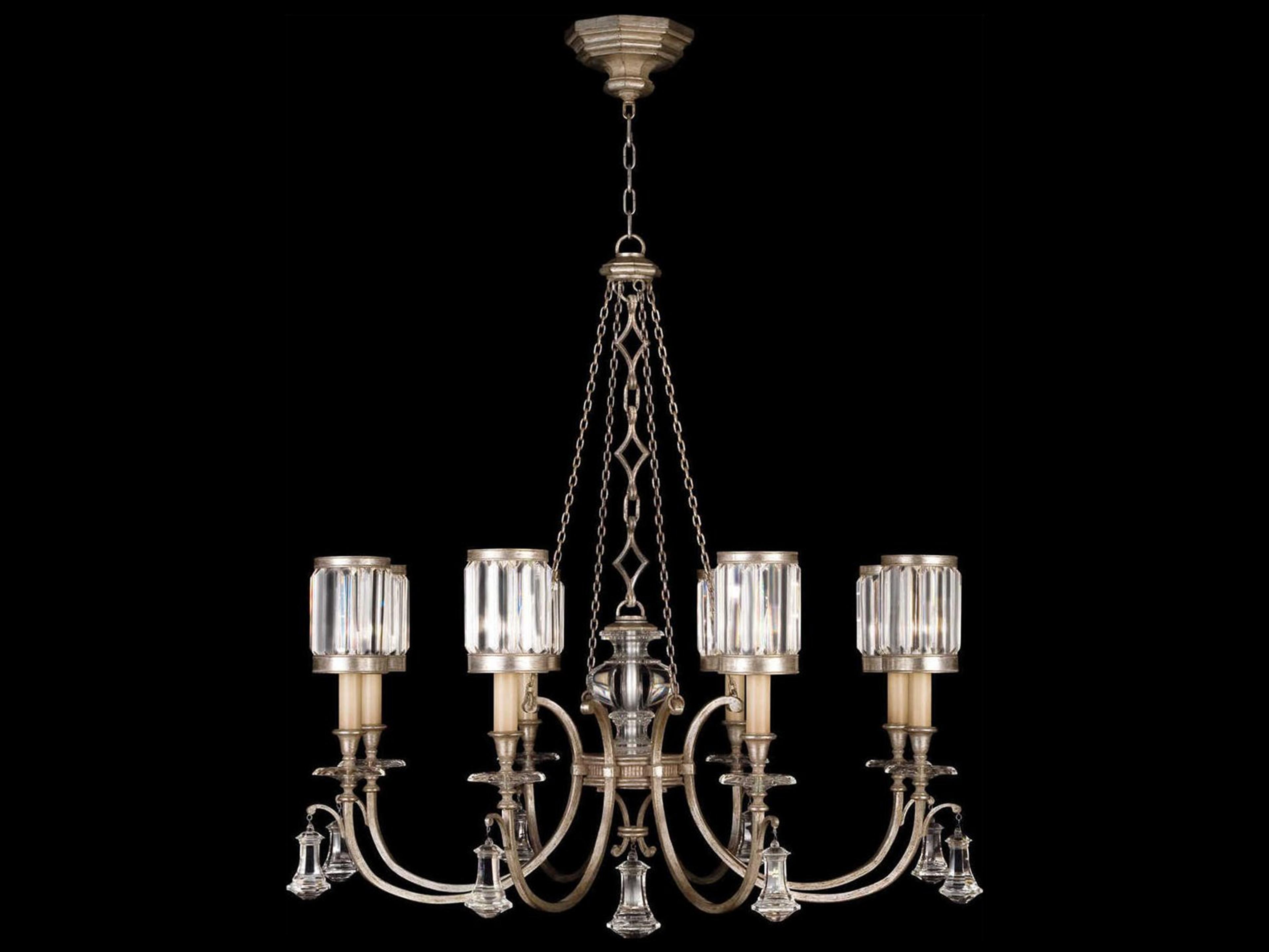 Fine Art Handcrafted Lighting Eaton Place 8-Light Silver Crystal Candelabra Drum Chandelier