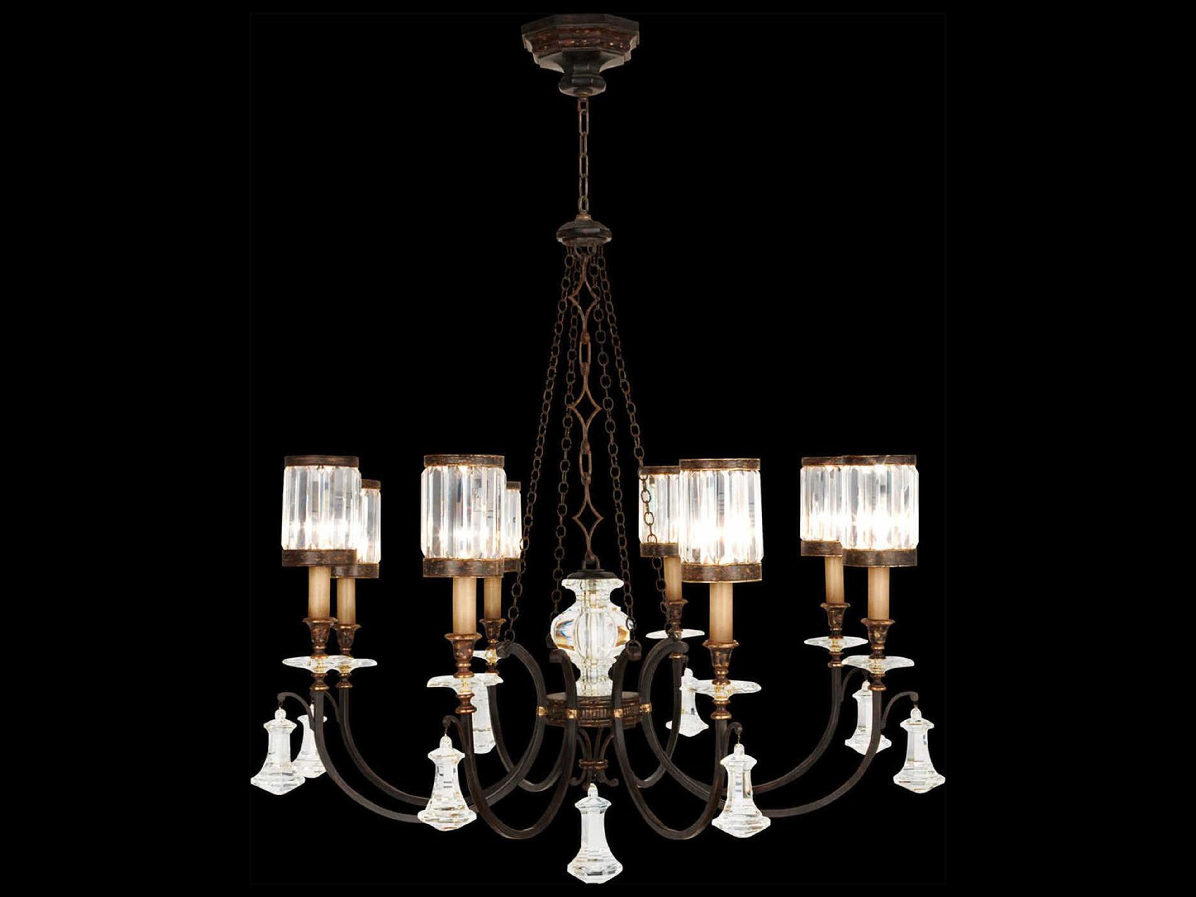 Fine Art Handcrafted Lighting Eaton Place 8-Light Bronze Clear Crystal Candelabra Empire Chandelier