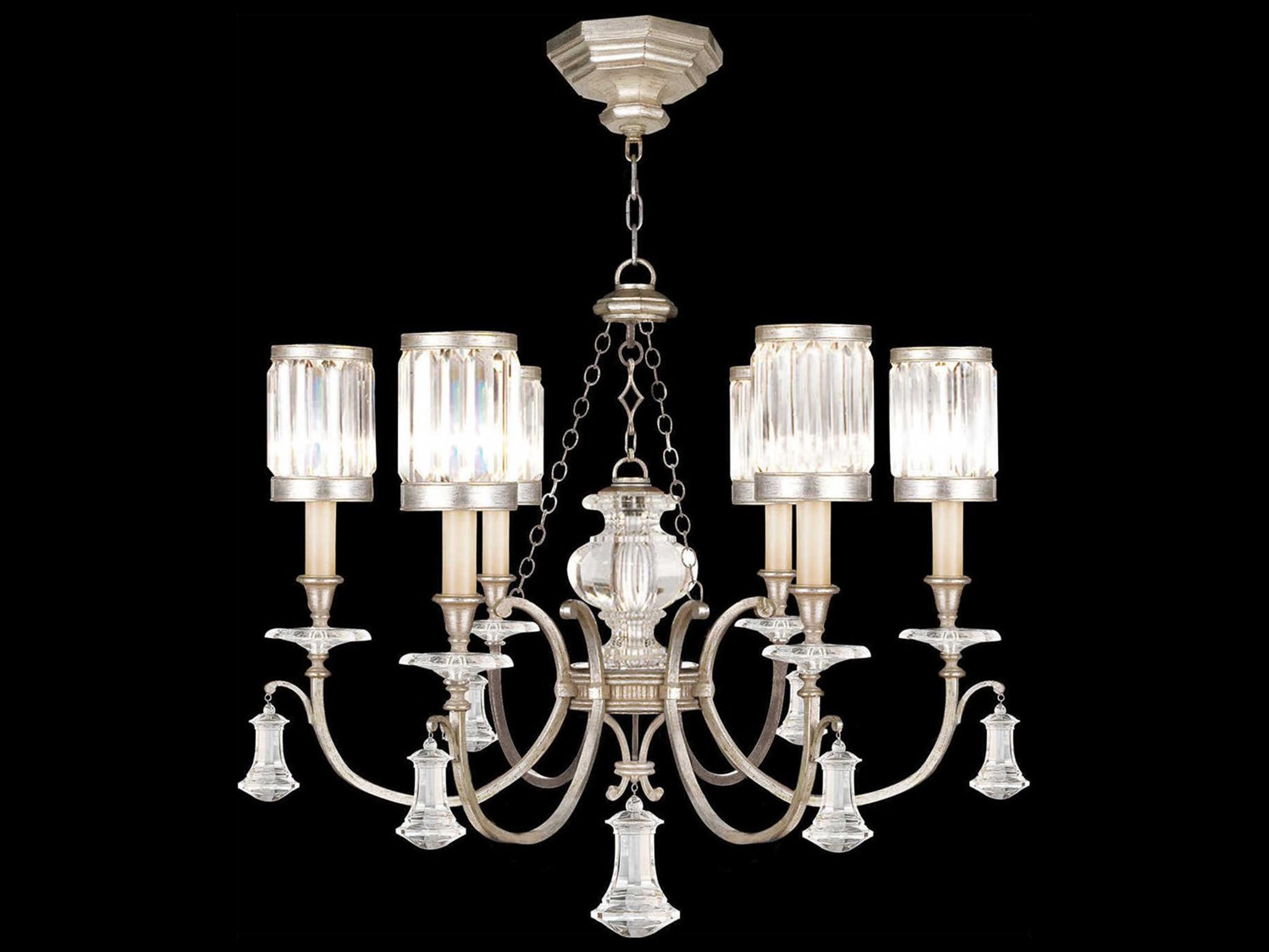 Fine Art Handcrafted Lighting Eaton Place 6-Light Silver Crystal Candelabra Drum Chandelier