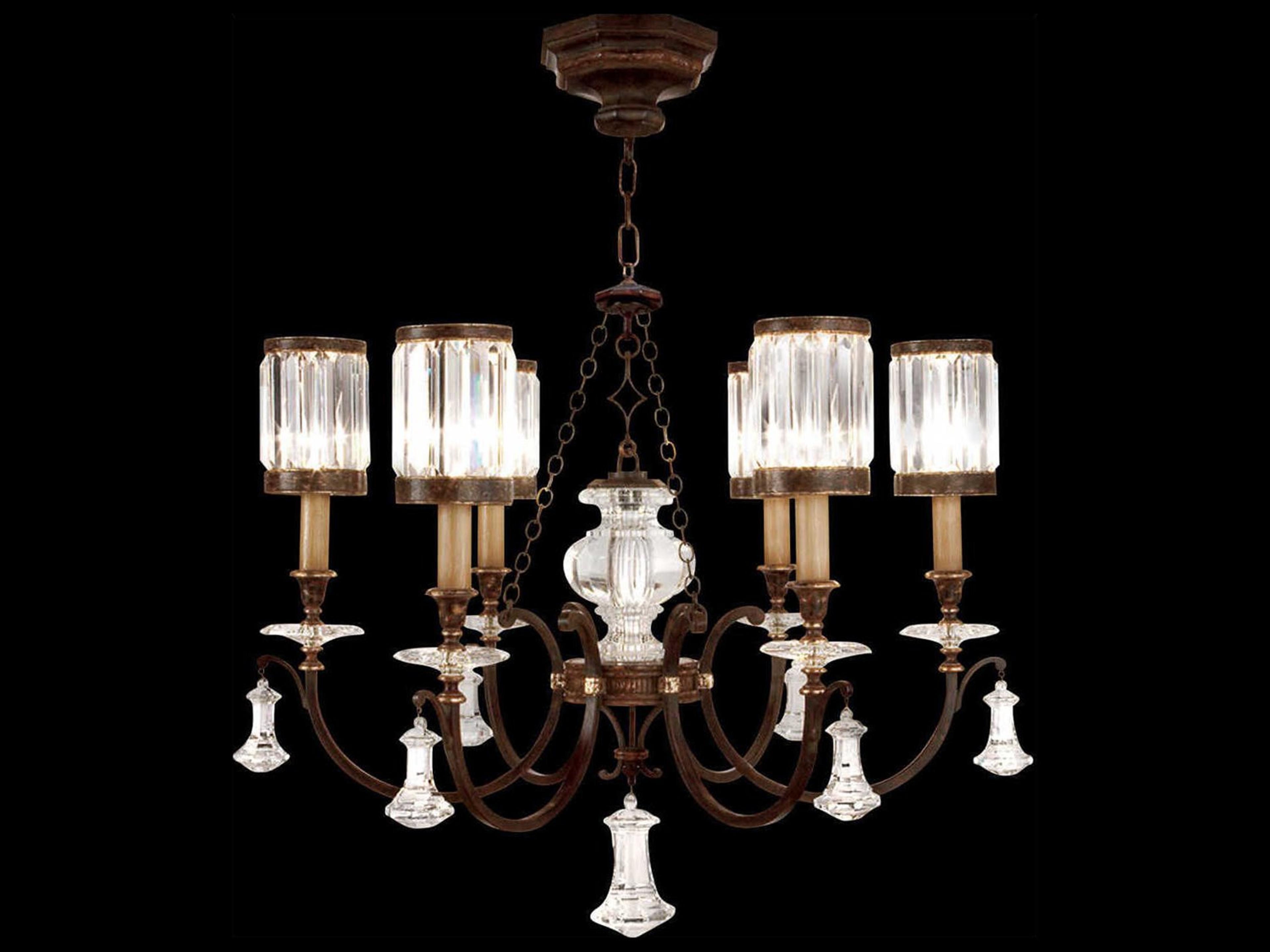 Fine Art Handcrafted Lighting Eaton Place 6-Light Bronze Clear Crystal Candelabra Empire Tiered Chandelier