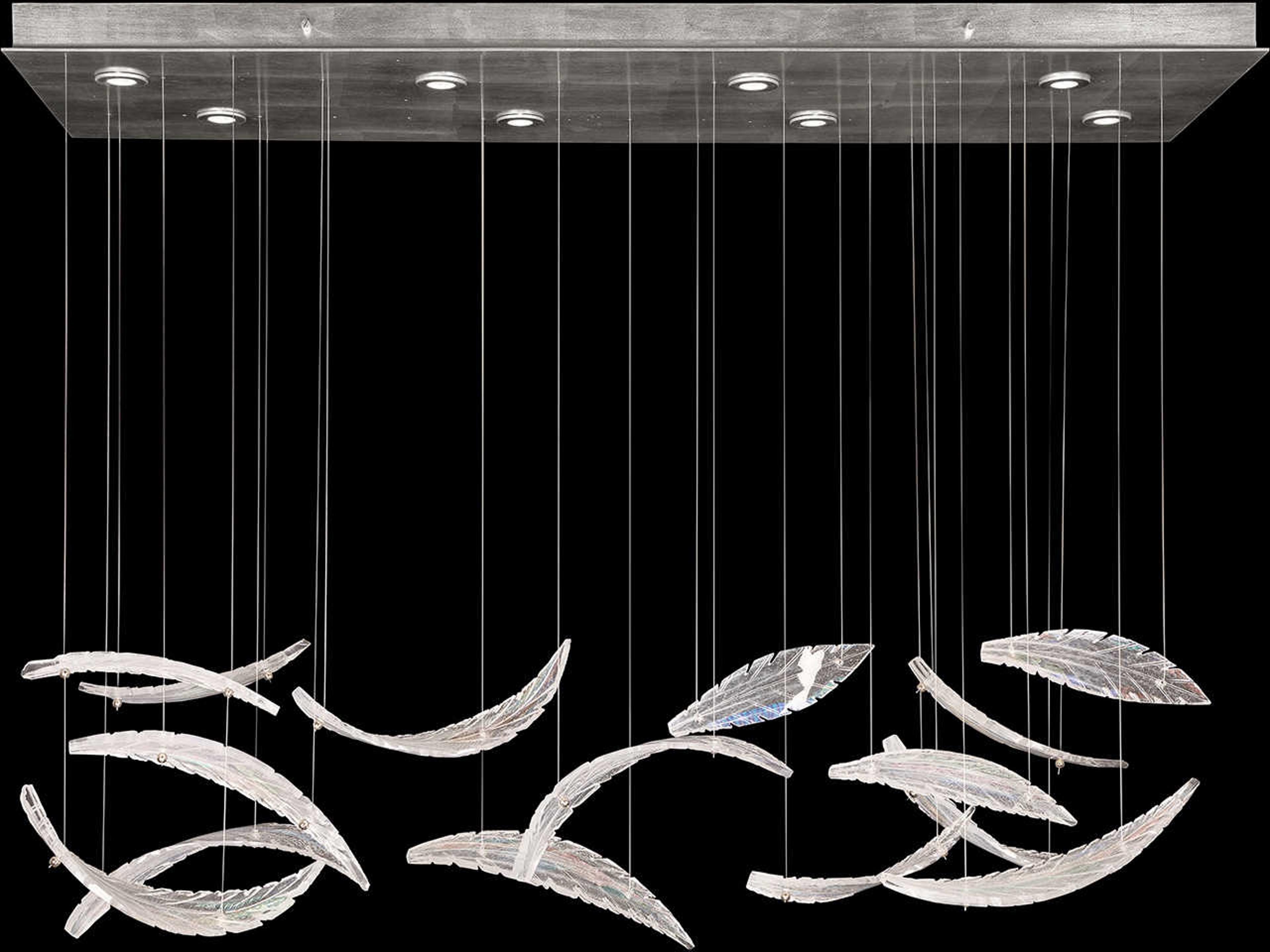 Fine Art Handcrafted Lighting Elevate 8-Light Silver Leaf Crystal Glass Island Pendant