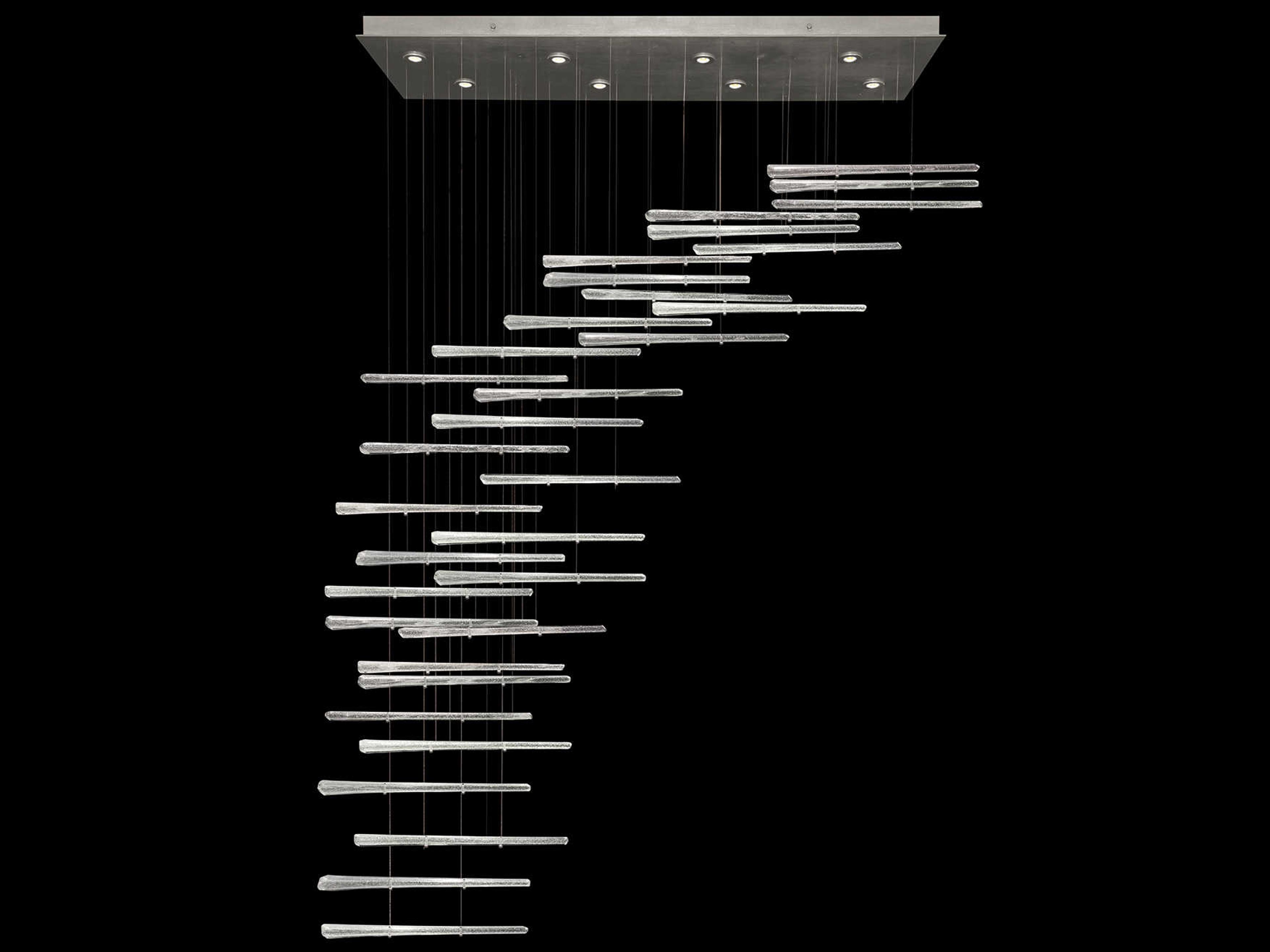 Fine Art Handcrafted Lighting Elevate 8-Light Silver Leaf Crystal Glass Island Pendant