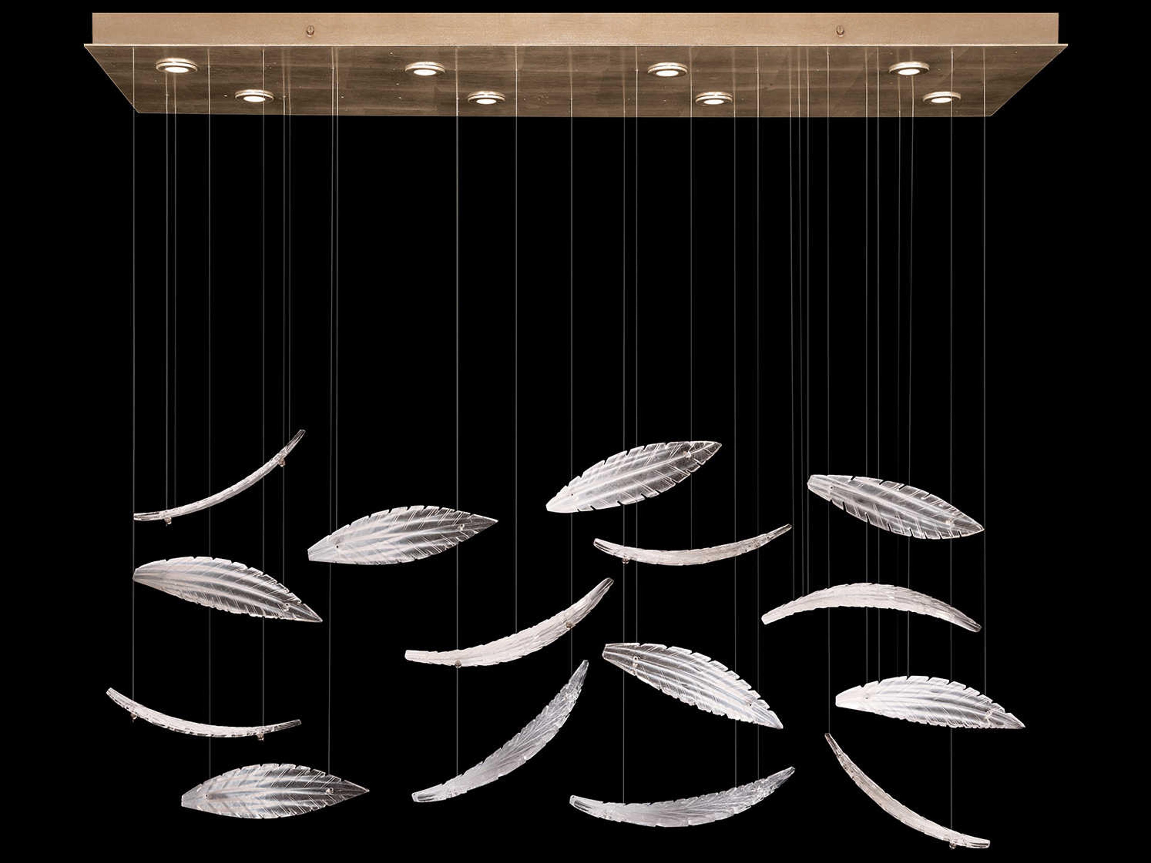 Fine Art Handcrafted Lighting Elevate 8-Light Gold Leaf Crystal Glass Island Pendant