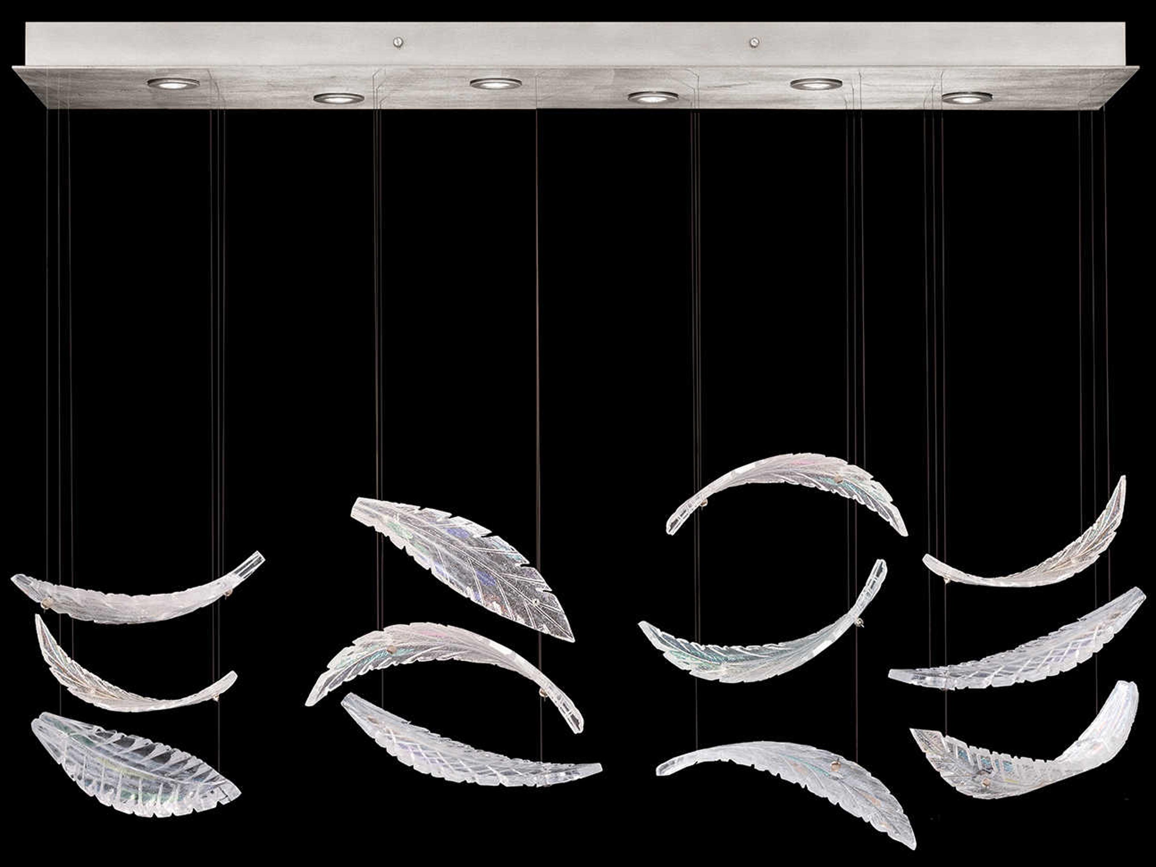 Fine Art Handcrafted Lighting Elevate 6-Light Silver Leaf Crystal Glass Island Pendant