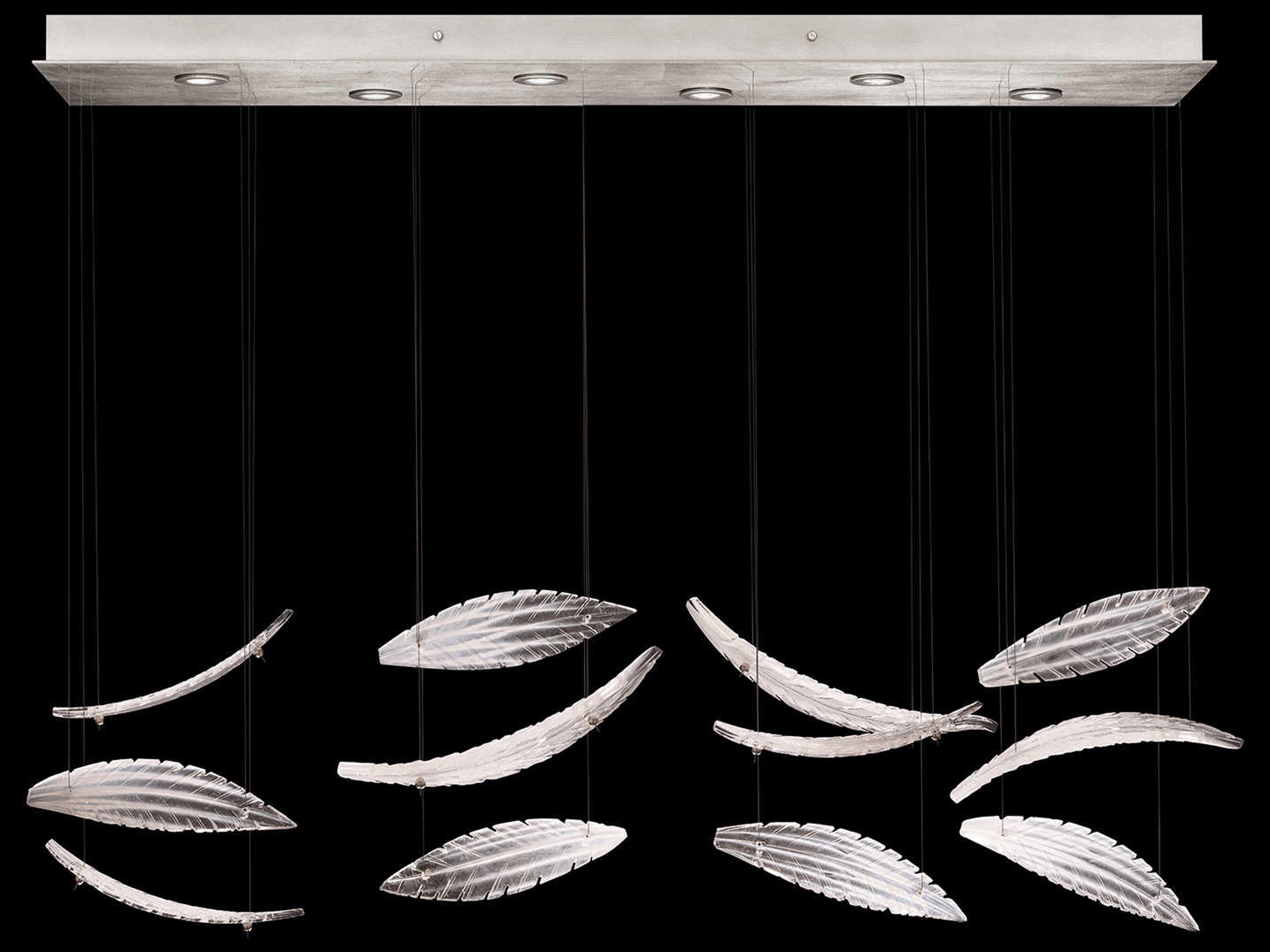 Fine Art Handcrafted Lighting Elevate 6-Light Silver Leaf Crystal Glass Island Pendant