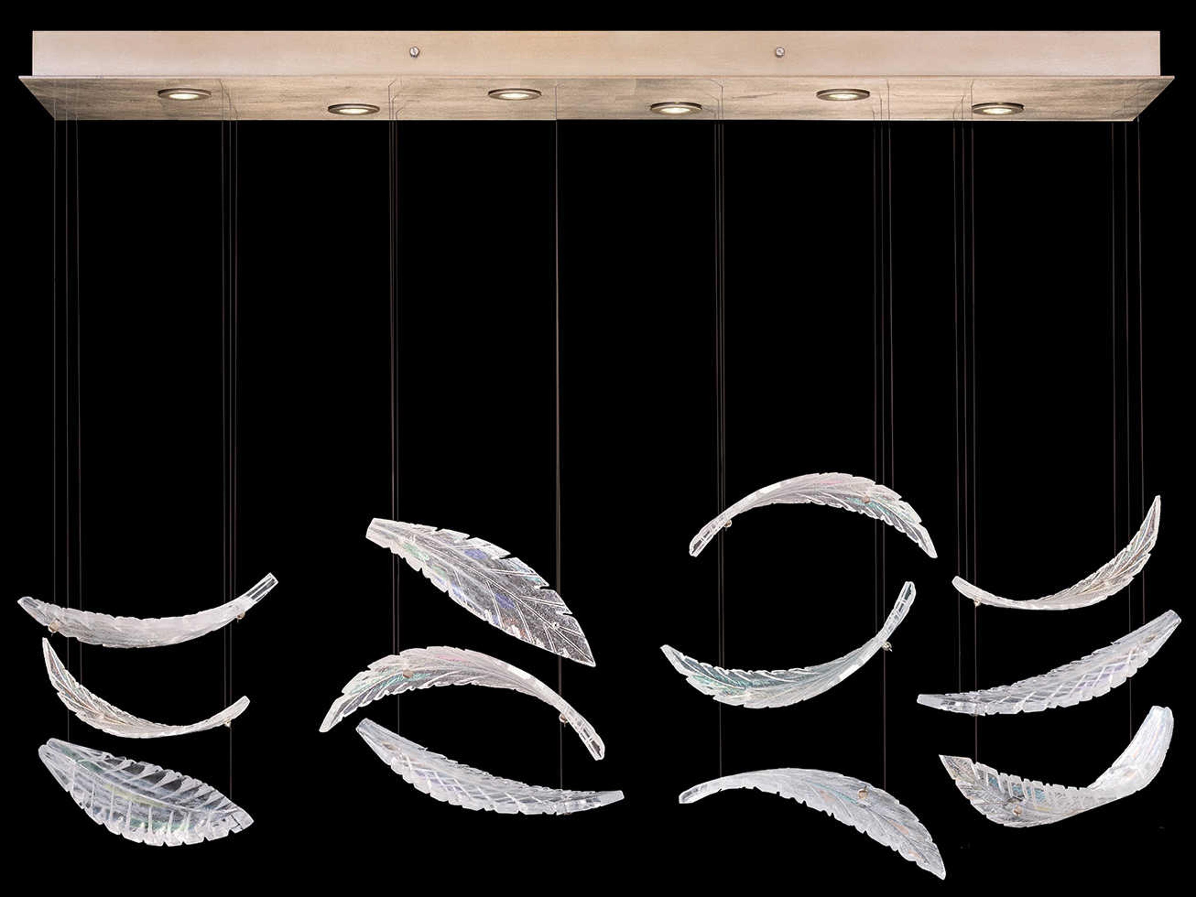 Fine Art Handcrafted Lighting Elevate 6-Light Gold Leaf Crystal Glass Island Pendant