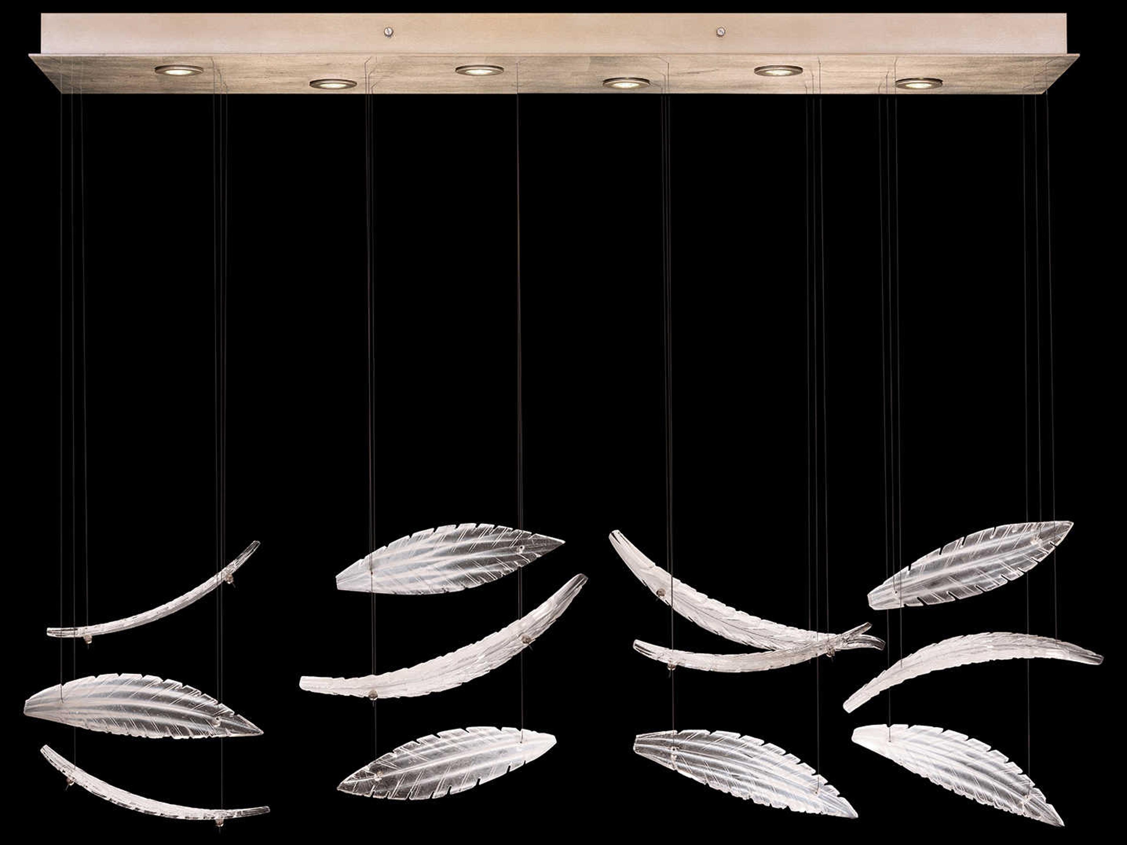 Fine Art Handcrafted Lighting Elevate 6-Light Gold Leaf Crystal Glass Island Pendant