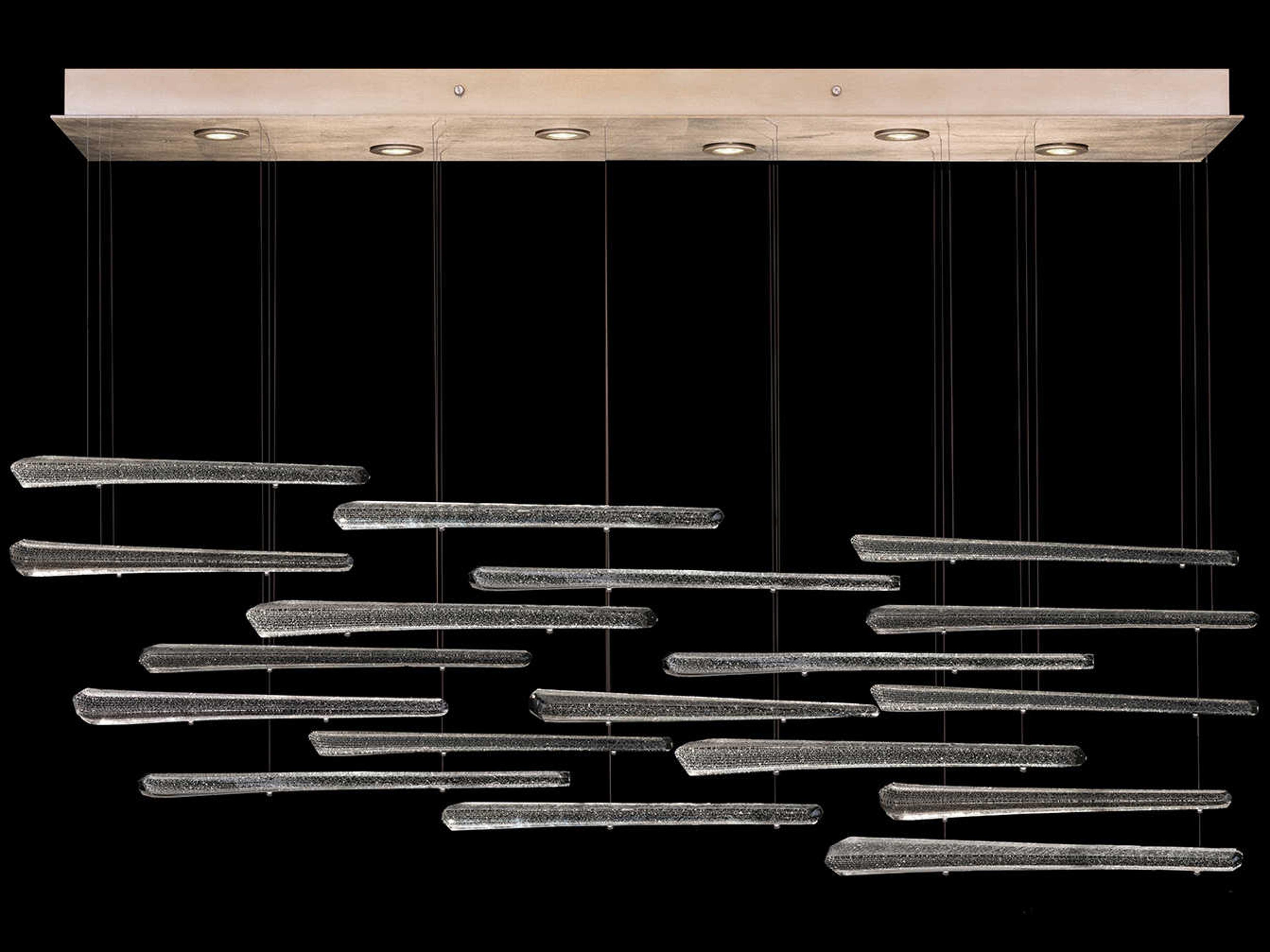 Fine Art Handcrafted Lighting Elevate 6-Light Gold Leaf Crystal Glass Island Pendant