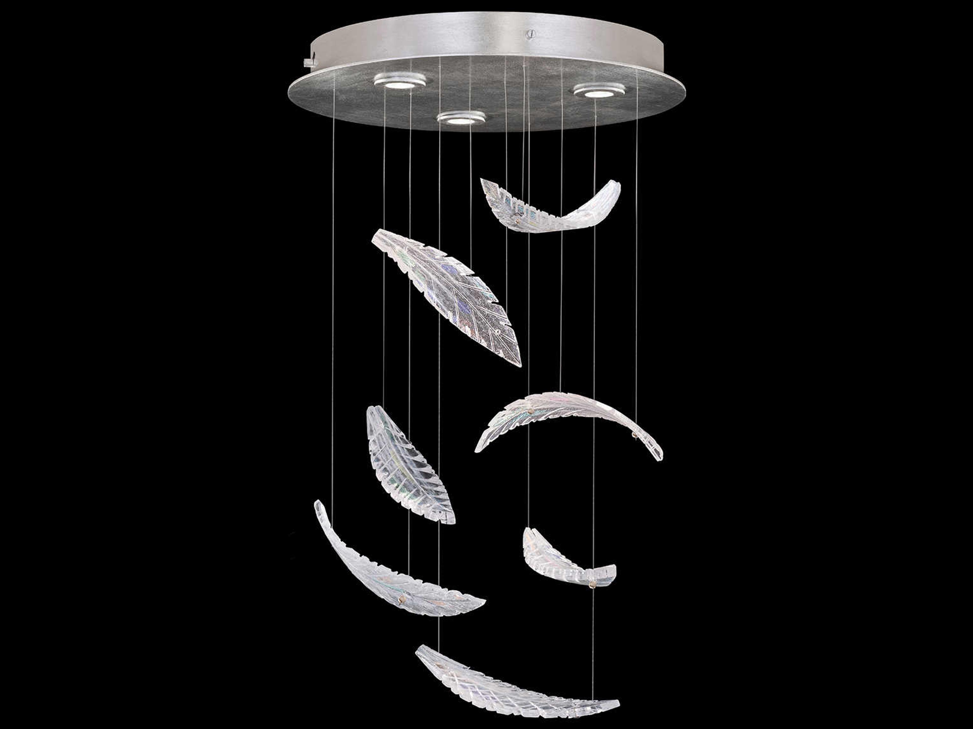 Fine Art Handcrafted Lighting Elevate 8-Light Silver Leaf Crystal Glass Pendant