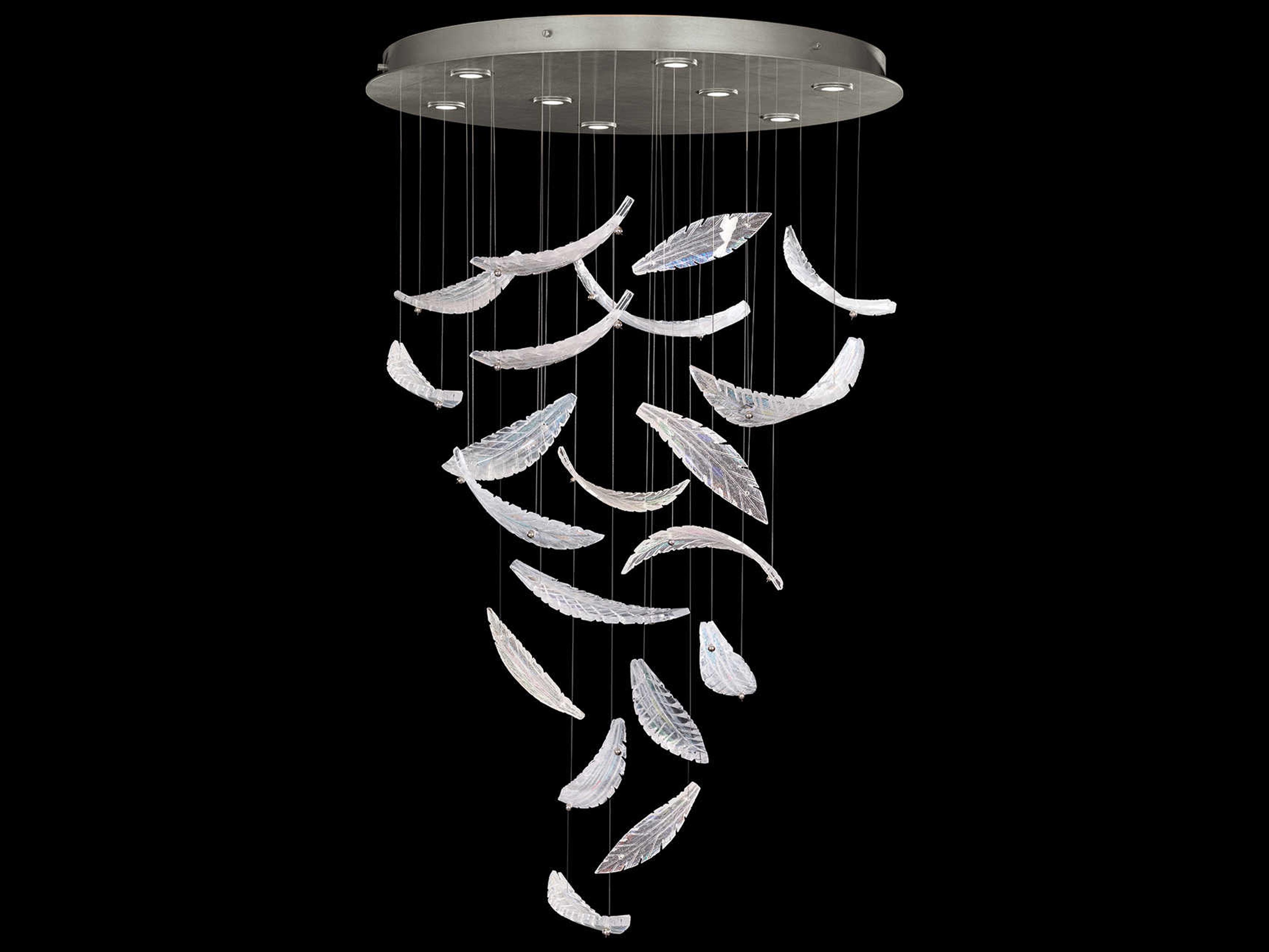 Fine Art Handcrafted Lighting Elevate 8-Light Silver Leaf Crystal Glass Pendant