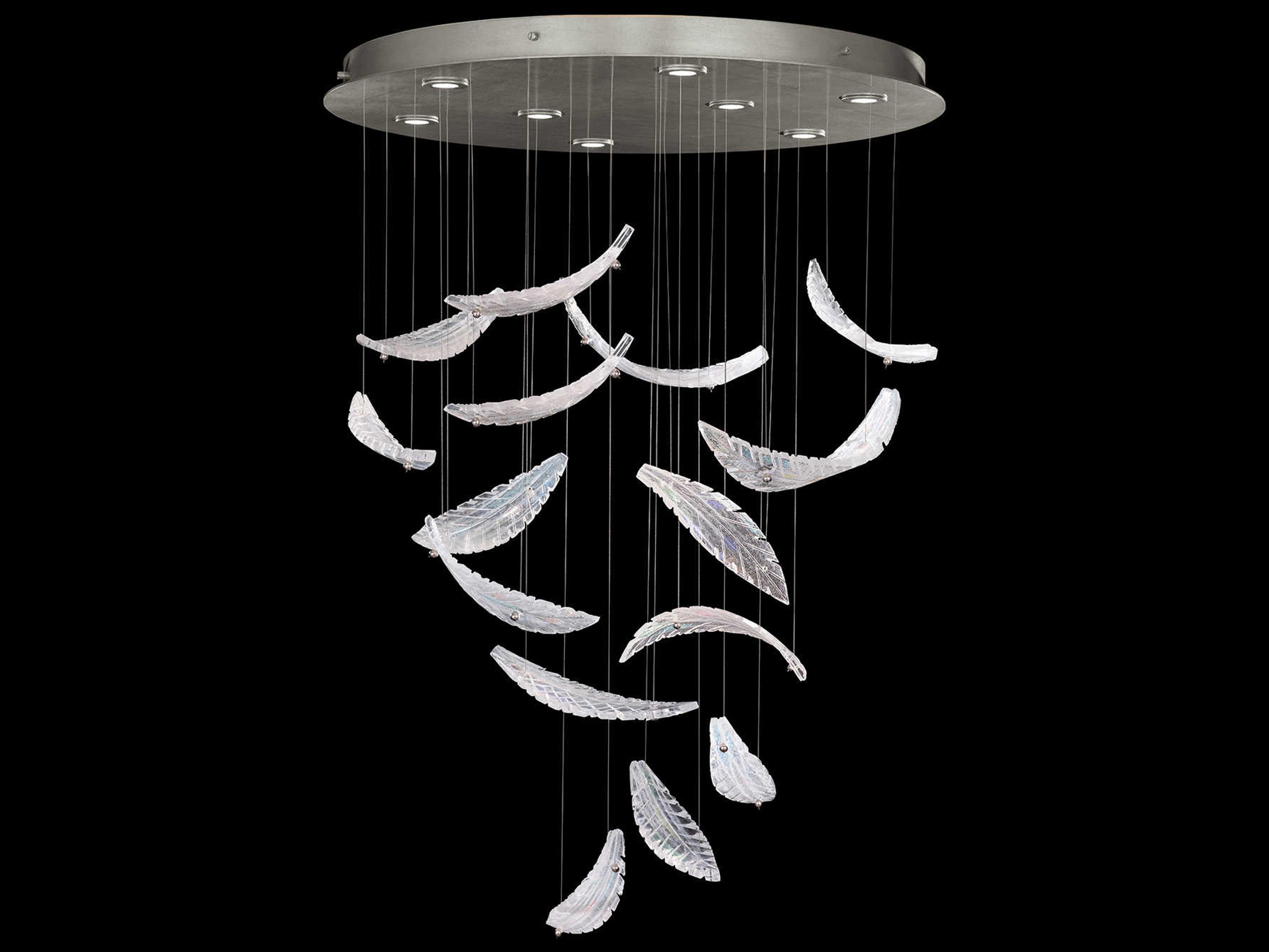 Fine Art Handcrafted Lighting Elevate 8-Light Silver Leaf Crystal Glass Pendant