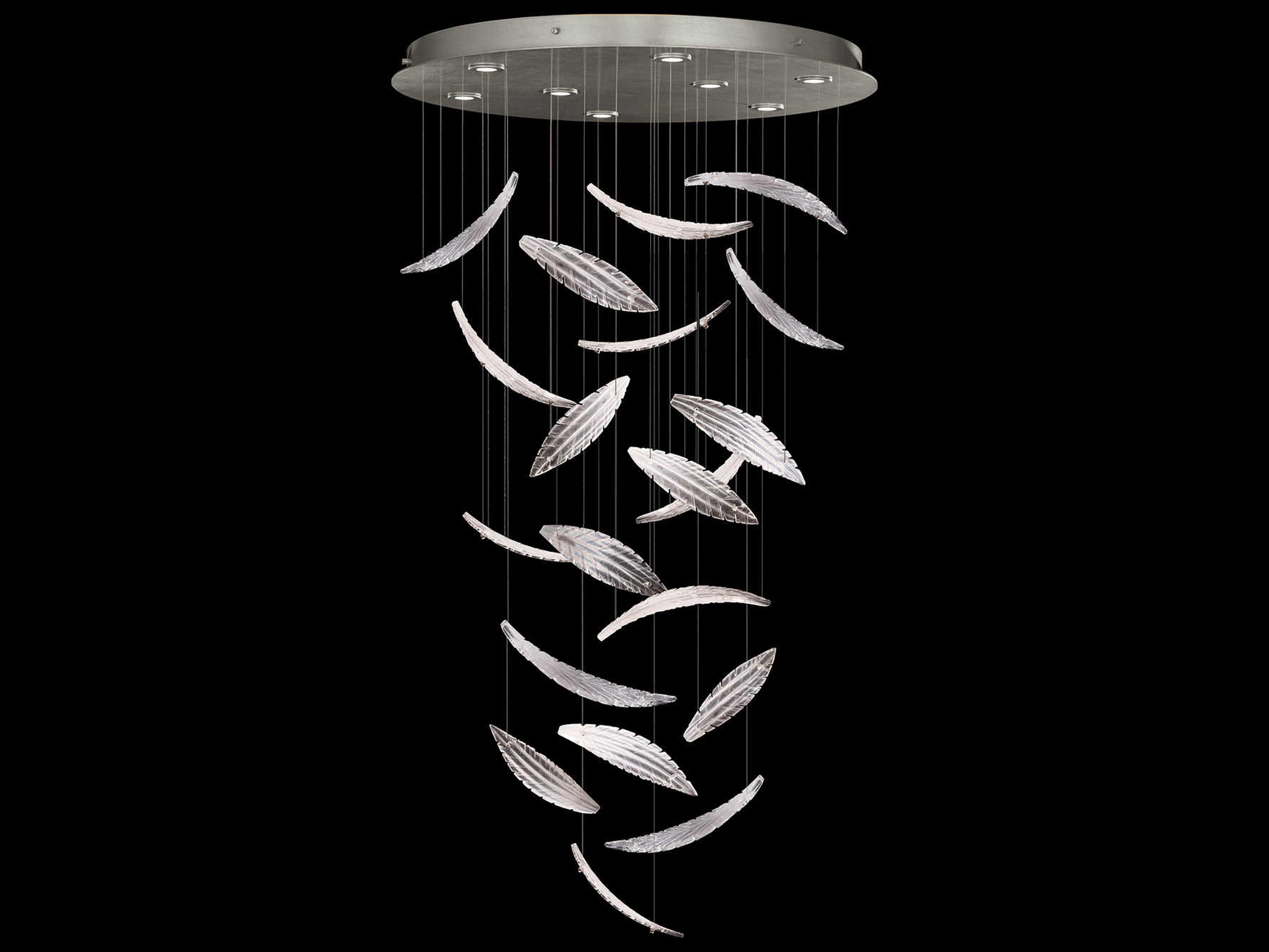 Fine Art Handcrafted Lighting Elevate 8-Light Silver Leaf Crystal Glass Pendant