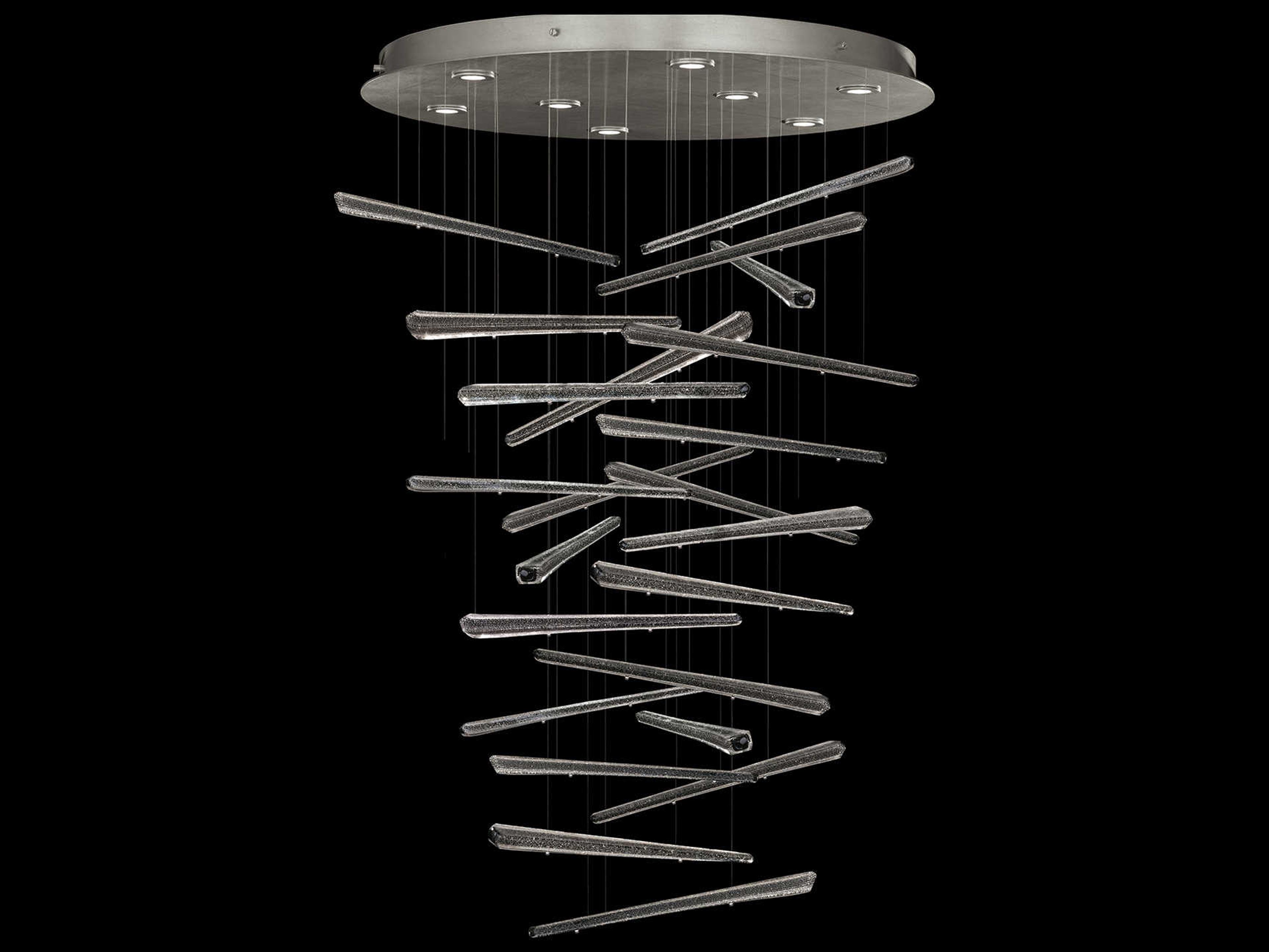 Fine Art Handcrafted Lighting Elevate 8-Light Silver Leaf Crystal Glass Pendant