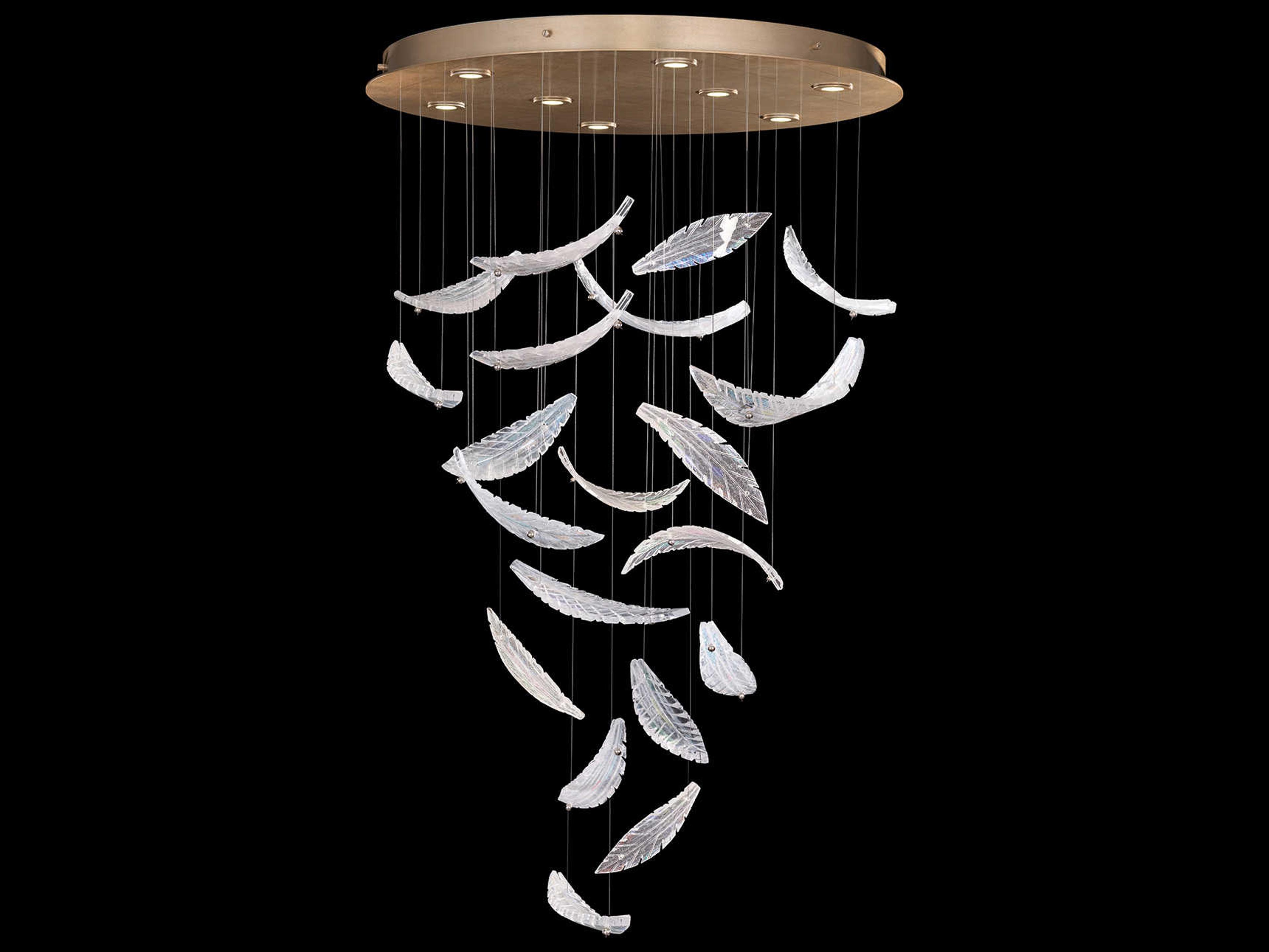 Fine Art Handcrafted Lighting Elevate 8-Light Gold Leaf Crystal Glass Pendant