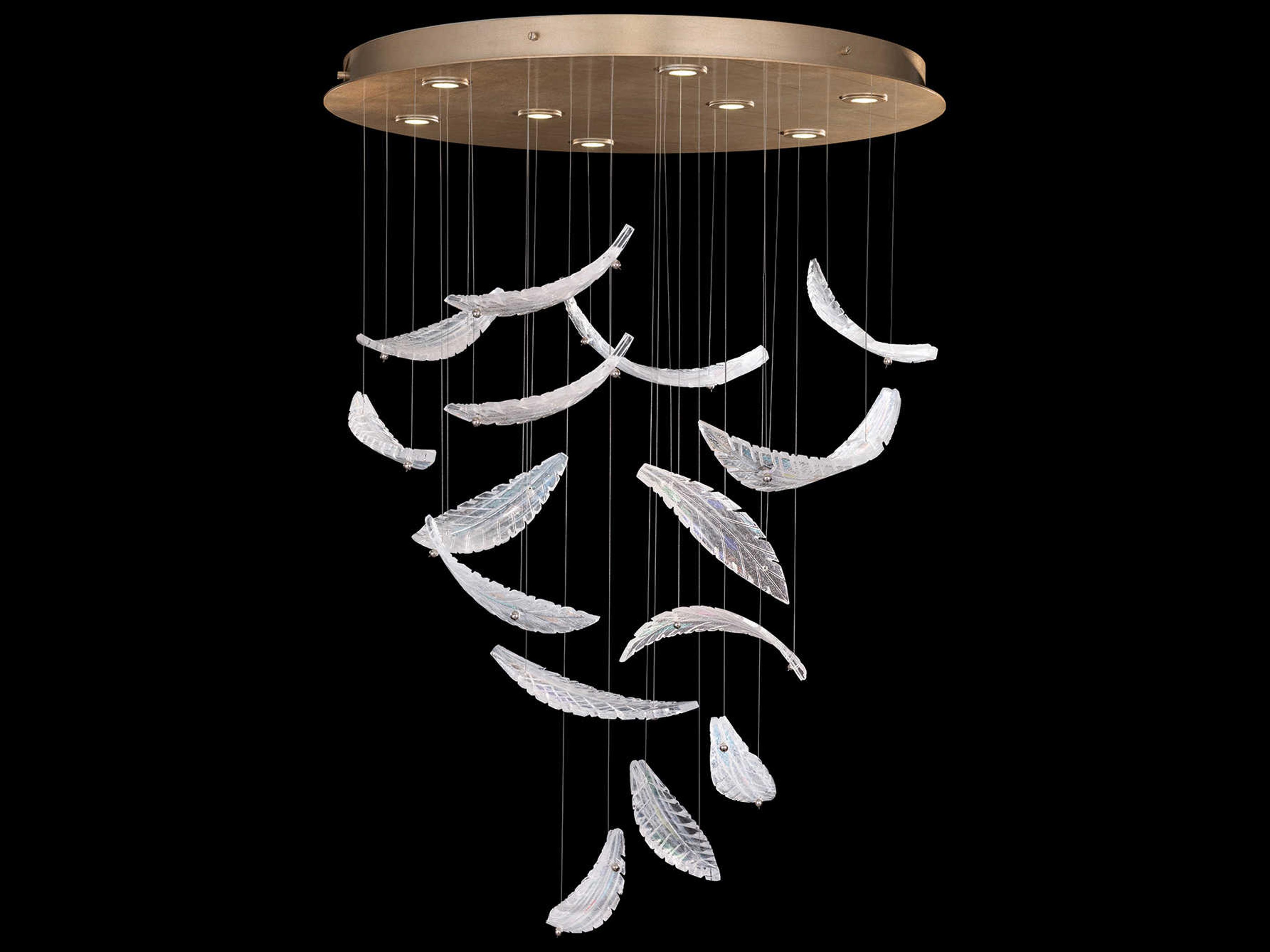 Fine Art Handcrafted Lighting Elevate 8-Light Gold Leaf Crystal Glass Pendant