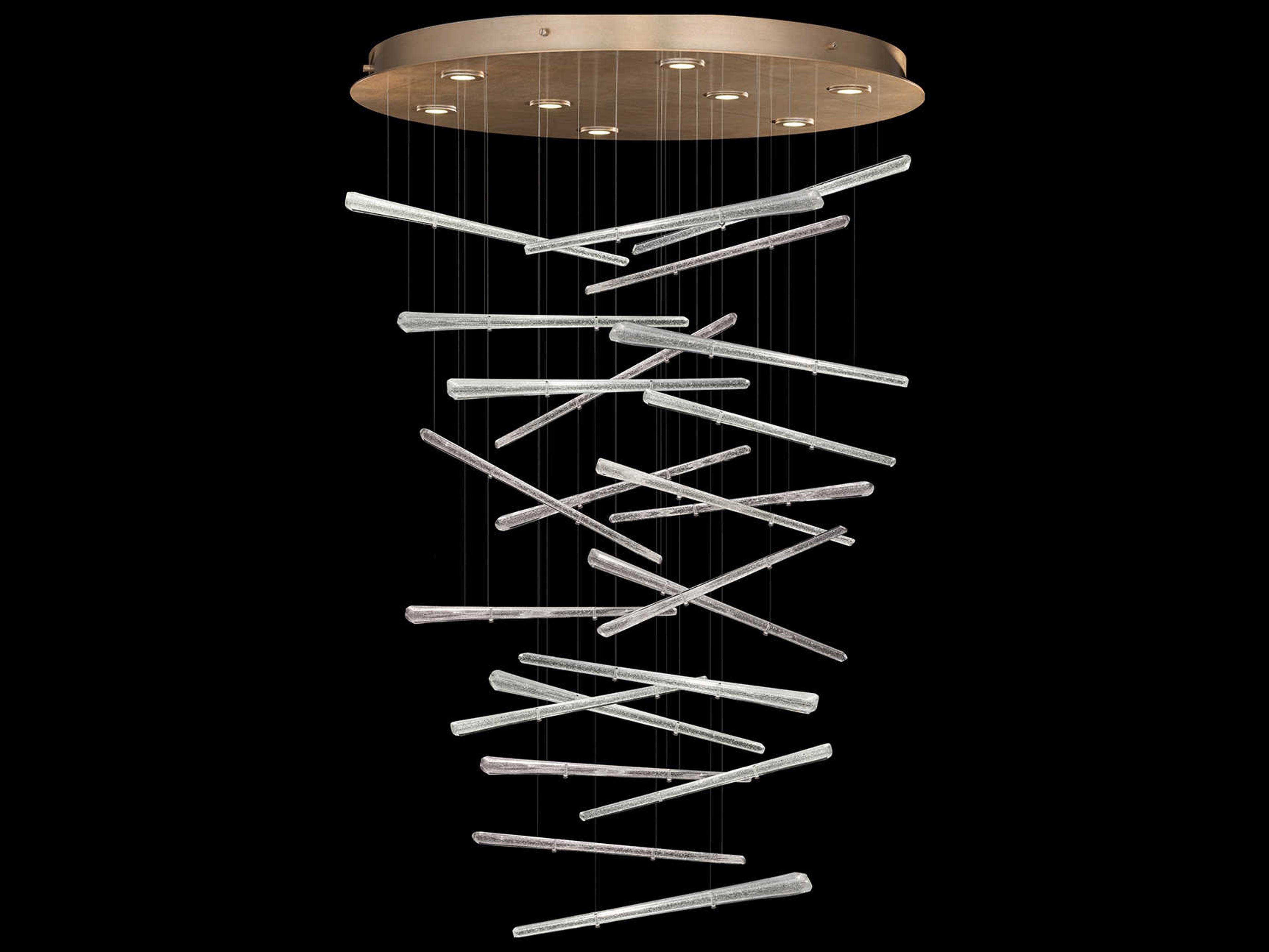 Fine Art Handcrafted Lighting Elevate 8-Light Gold Leaf Crystal Glass Pendant