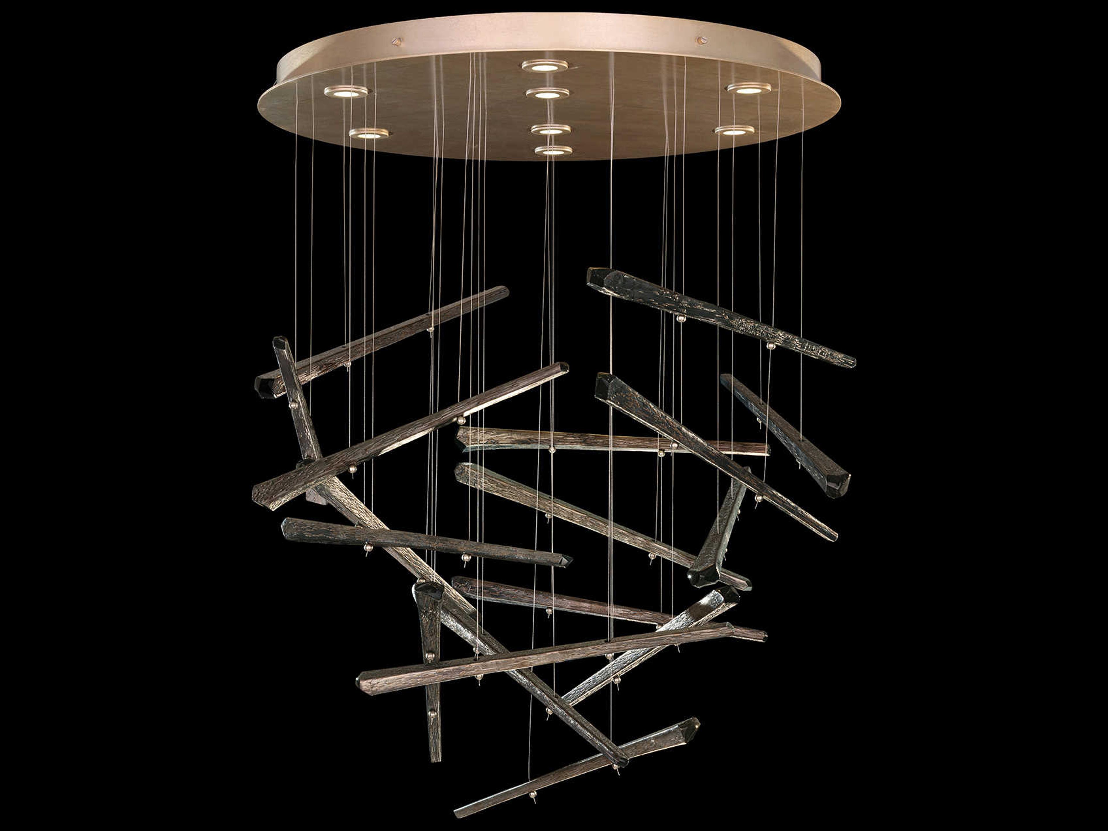 Fine Art Handcrafted Lighting Elevate 8-Light Gold Leaf Glass LED Pendant