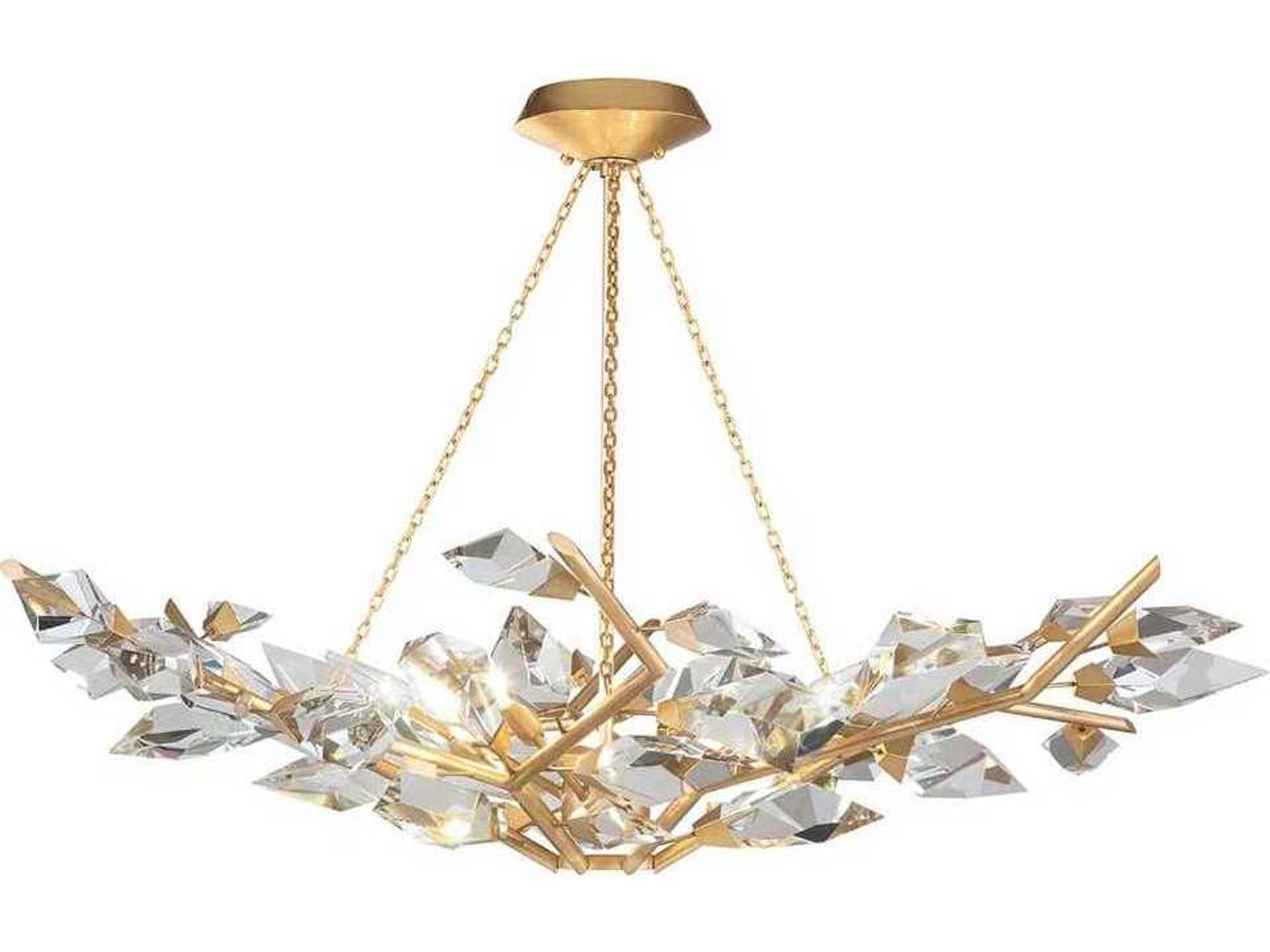 Fine Art Handcrafted Lighting Foret 6-Light Gold Leaf Crystal Pendant