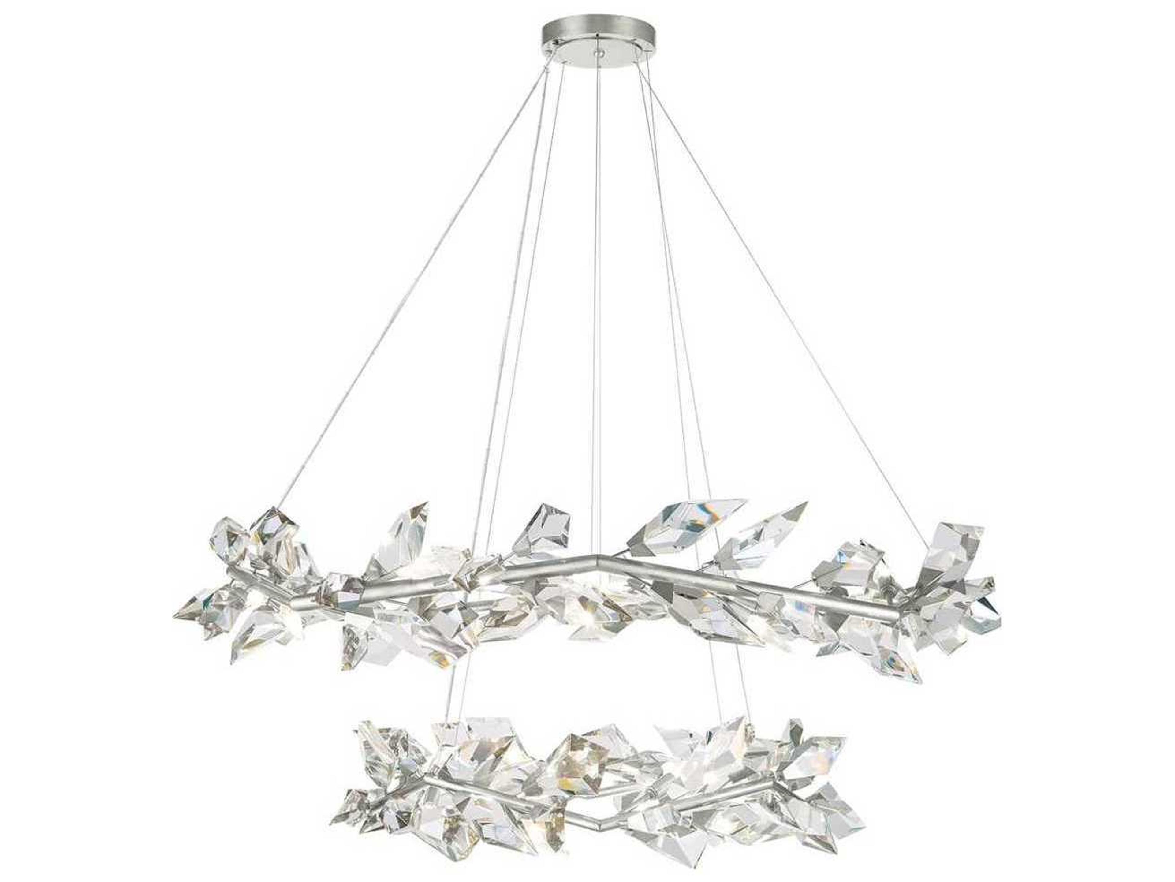 Fine Art Handcrafted Lighting Foret 20-Light Silver Leaf Crystal Pendant