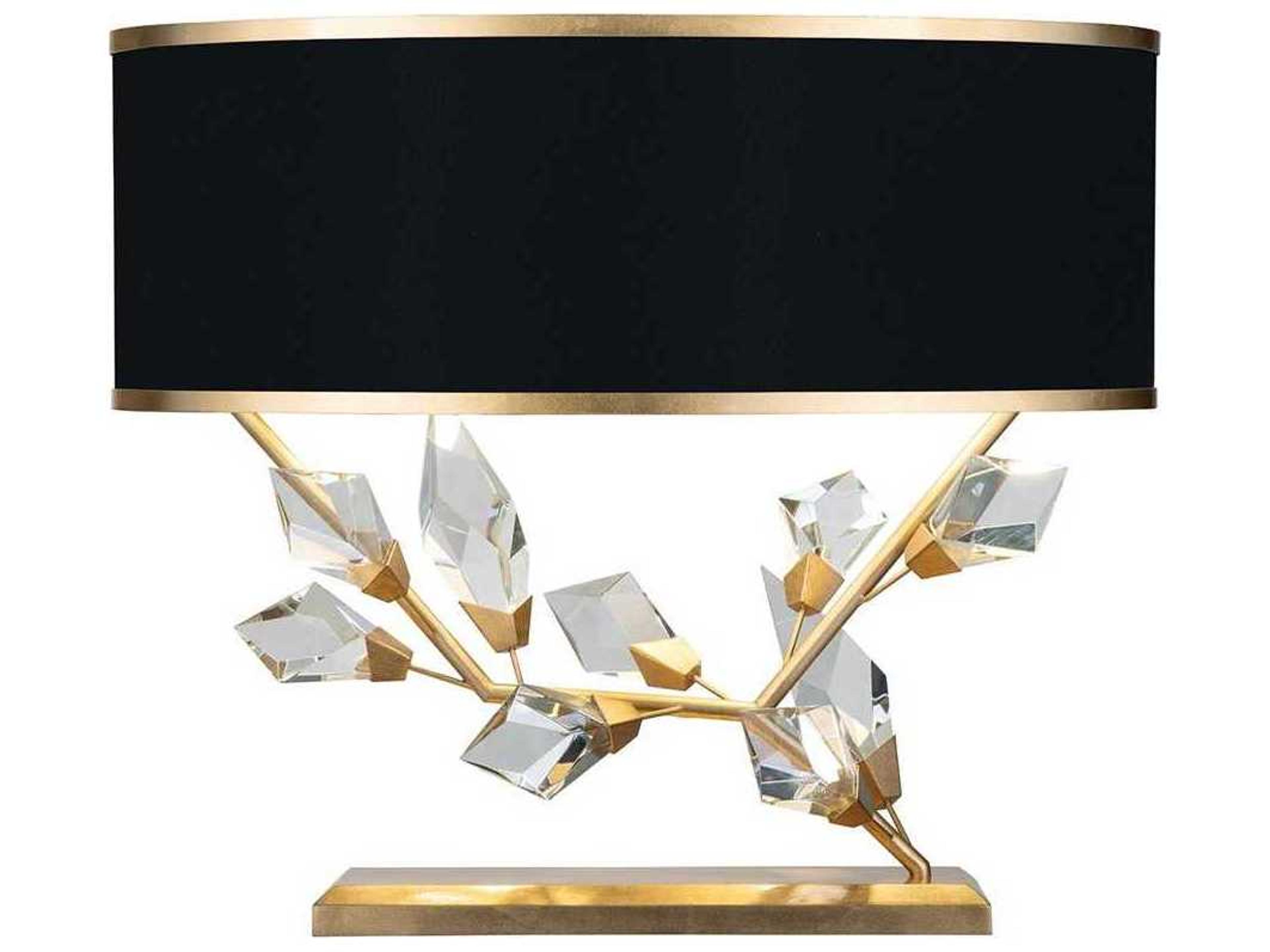 Fine Art Handcrafted Lighting Foret Gold Leaf Crystal LED Table Lamp