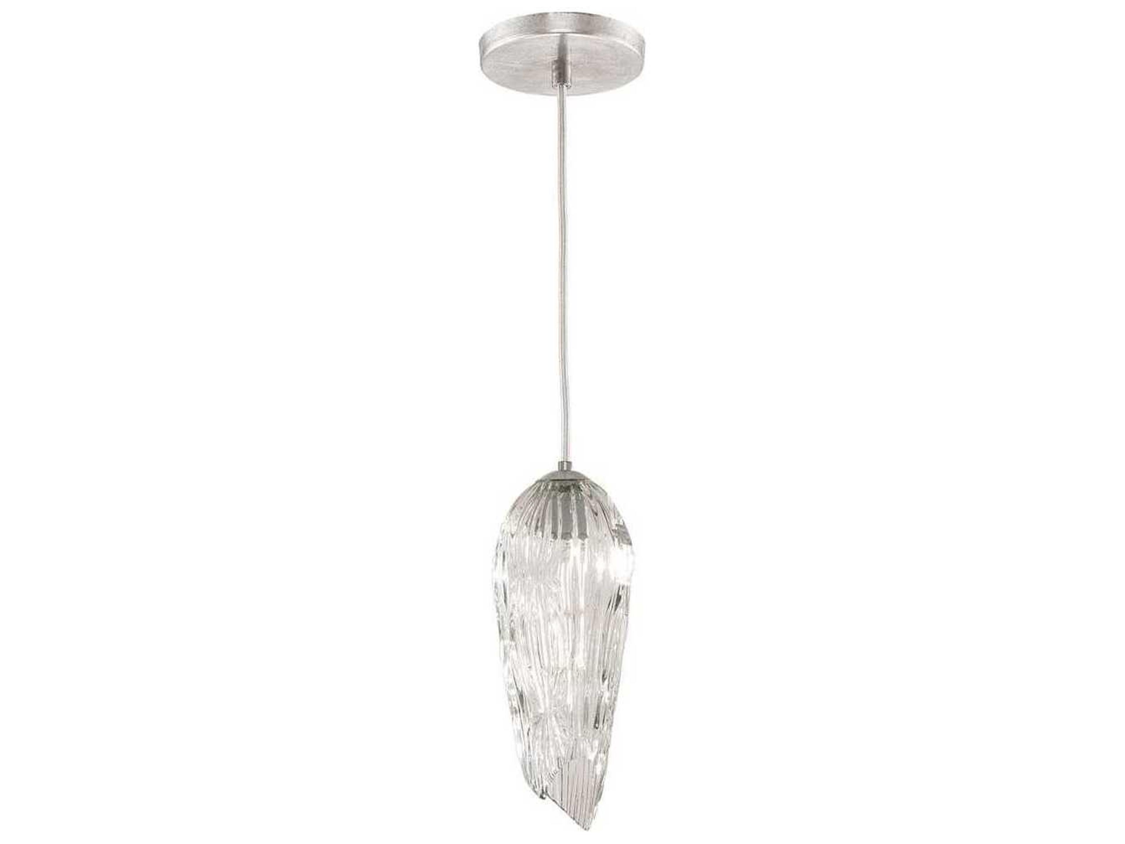 Fine Art Handcrafted Lighting Las Olas 1-Light Silver Leaf Glass Mini Pendant