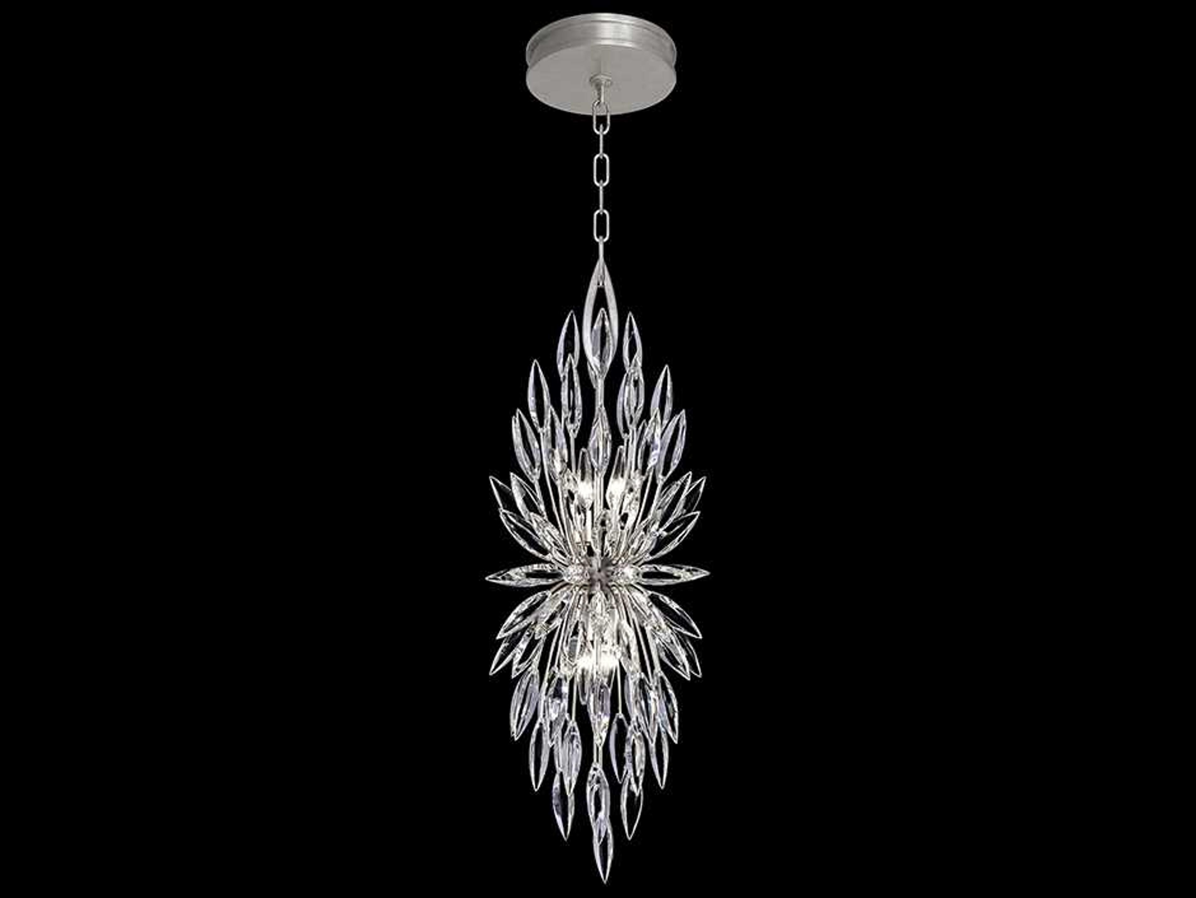 Fine Art Handcrafted Lighting Lily Buds 4-Light Silver Crystal Tiered Pendant