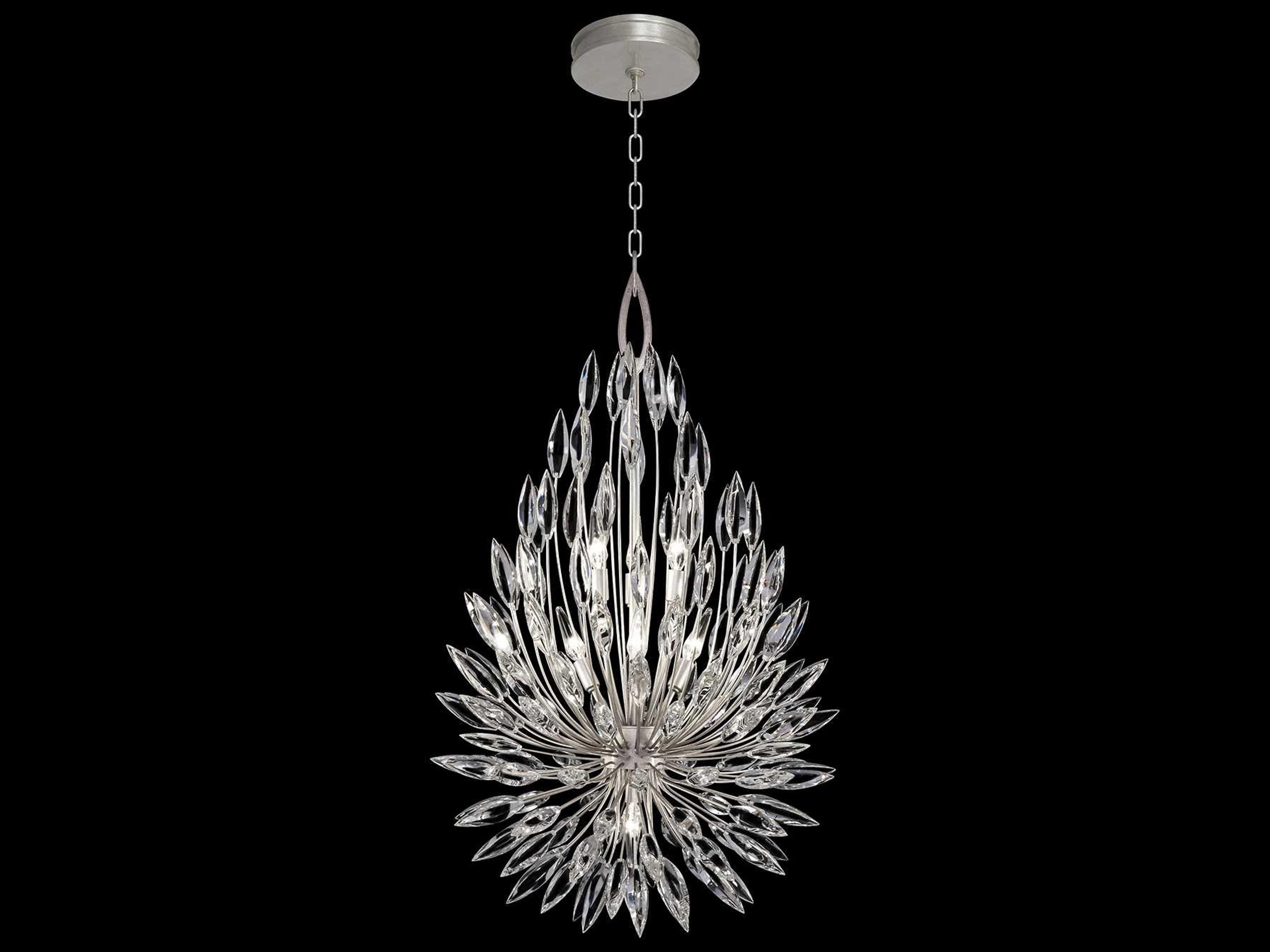 Fine Art Handcrafted Lighting Lily Buds 6-Light Silver Crystal Tiered Pendant