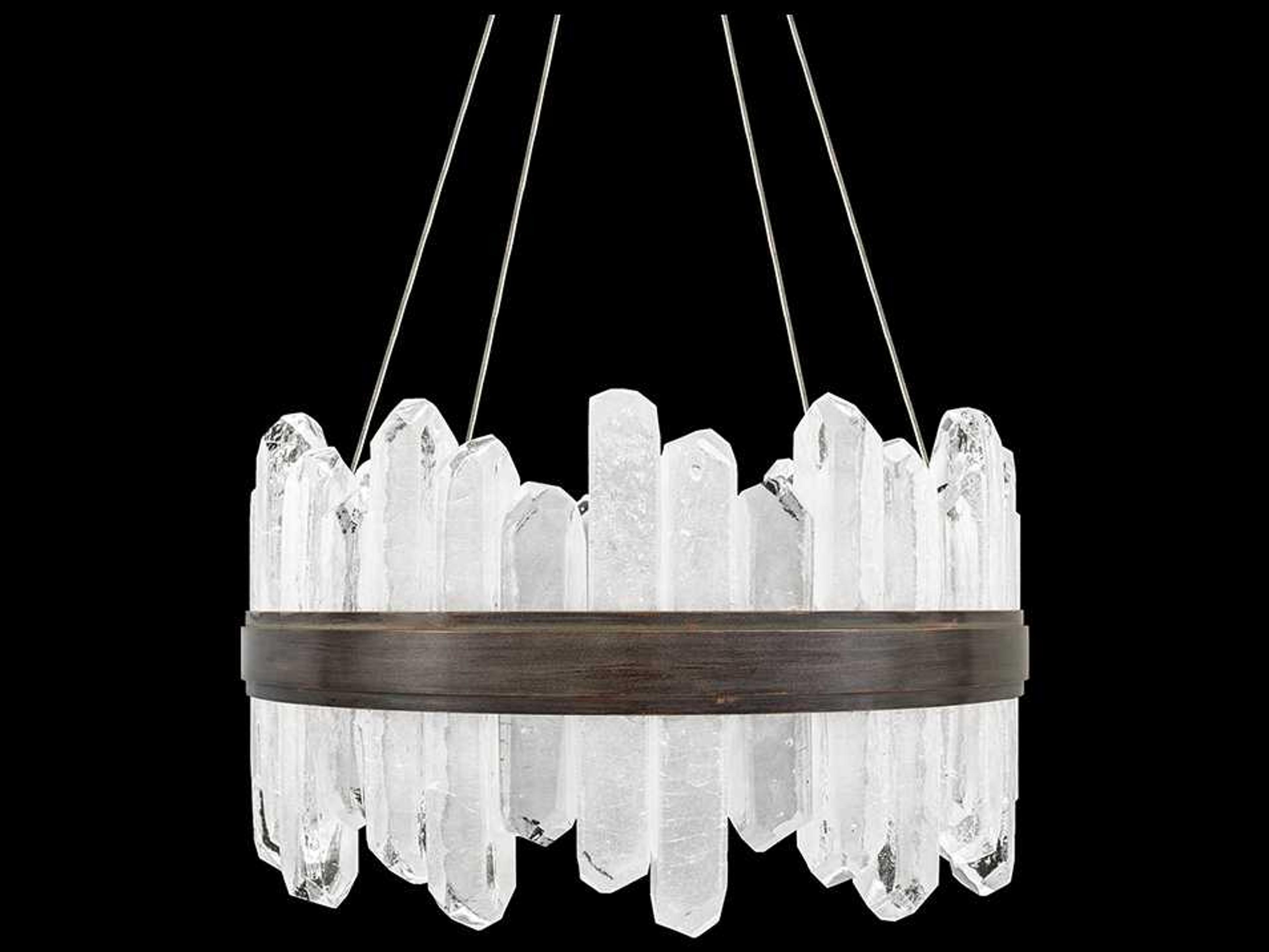 Fine Art Handcrafted Lighting Lior 24-Light Patinated Bronze Glass LED Drum Pendant