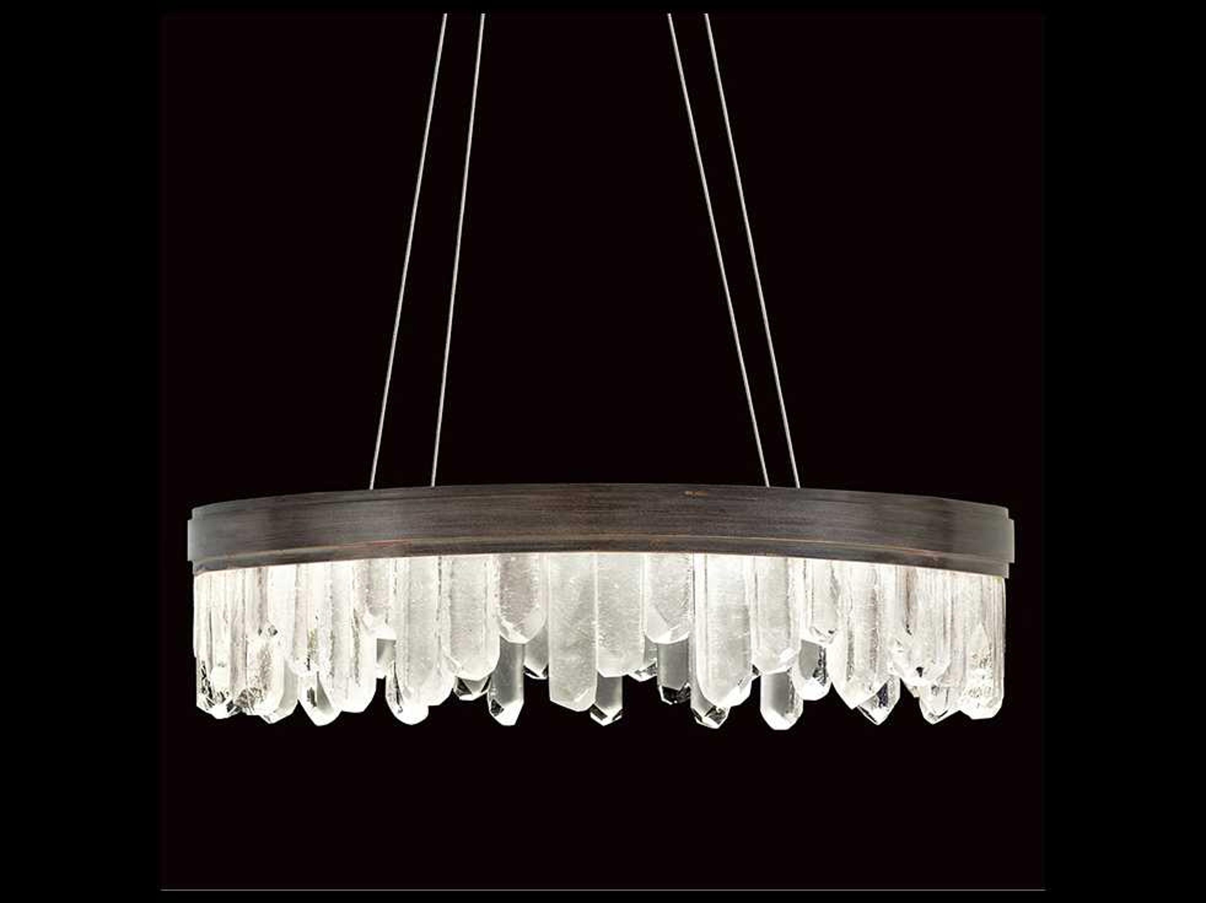 Fine Art Handcrafted Lighting Lior 20-Light Patinated Bronze Glass LED Drum Pendant