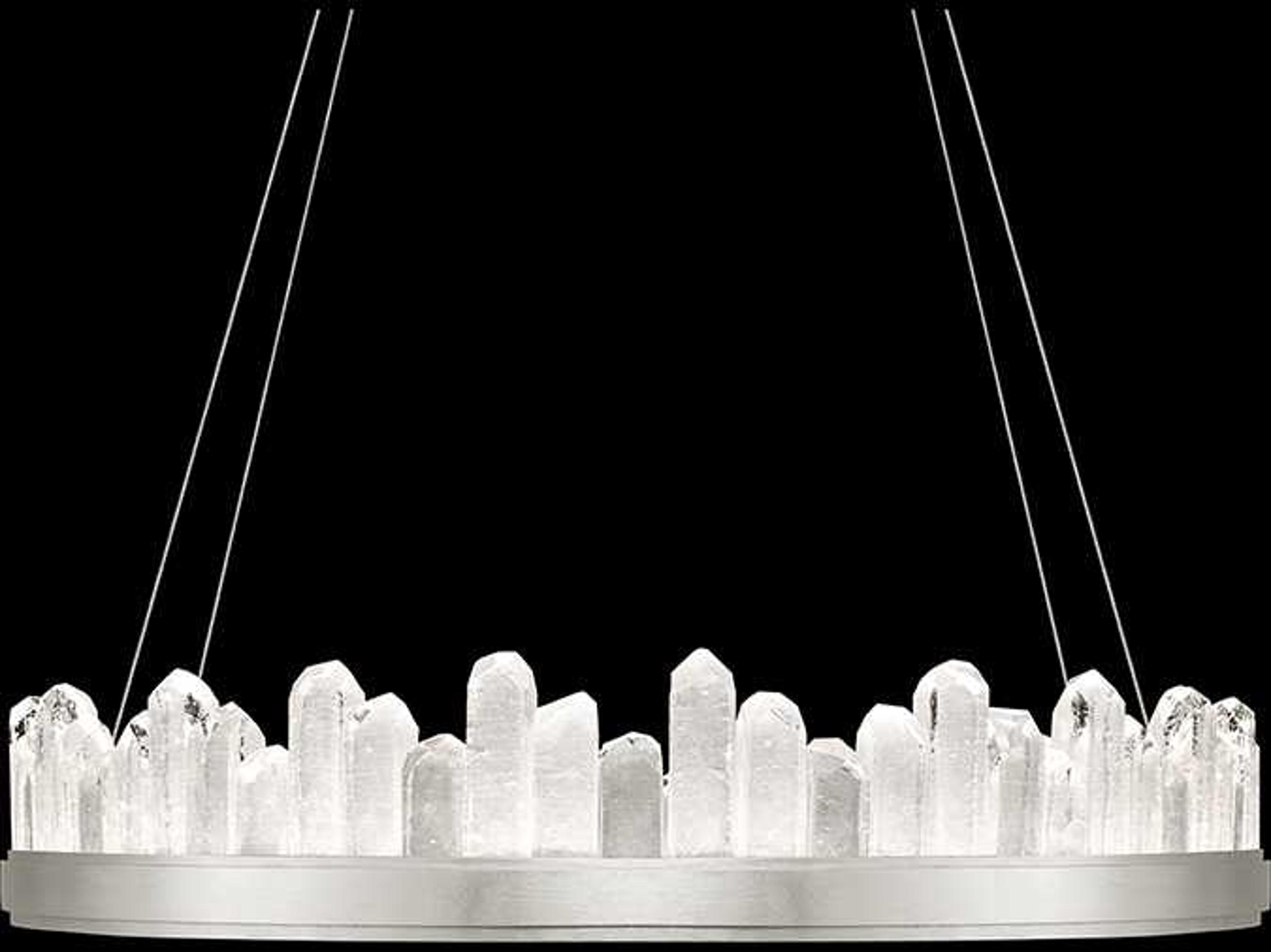 Fine Art Handcrafted Lighting Lior 20-Light Silver Leaf Glass LED Drum Pendant