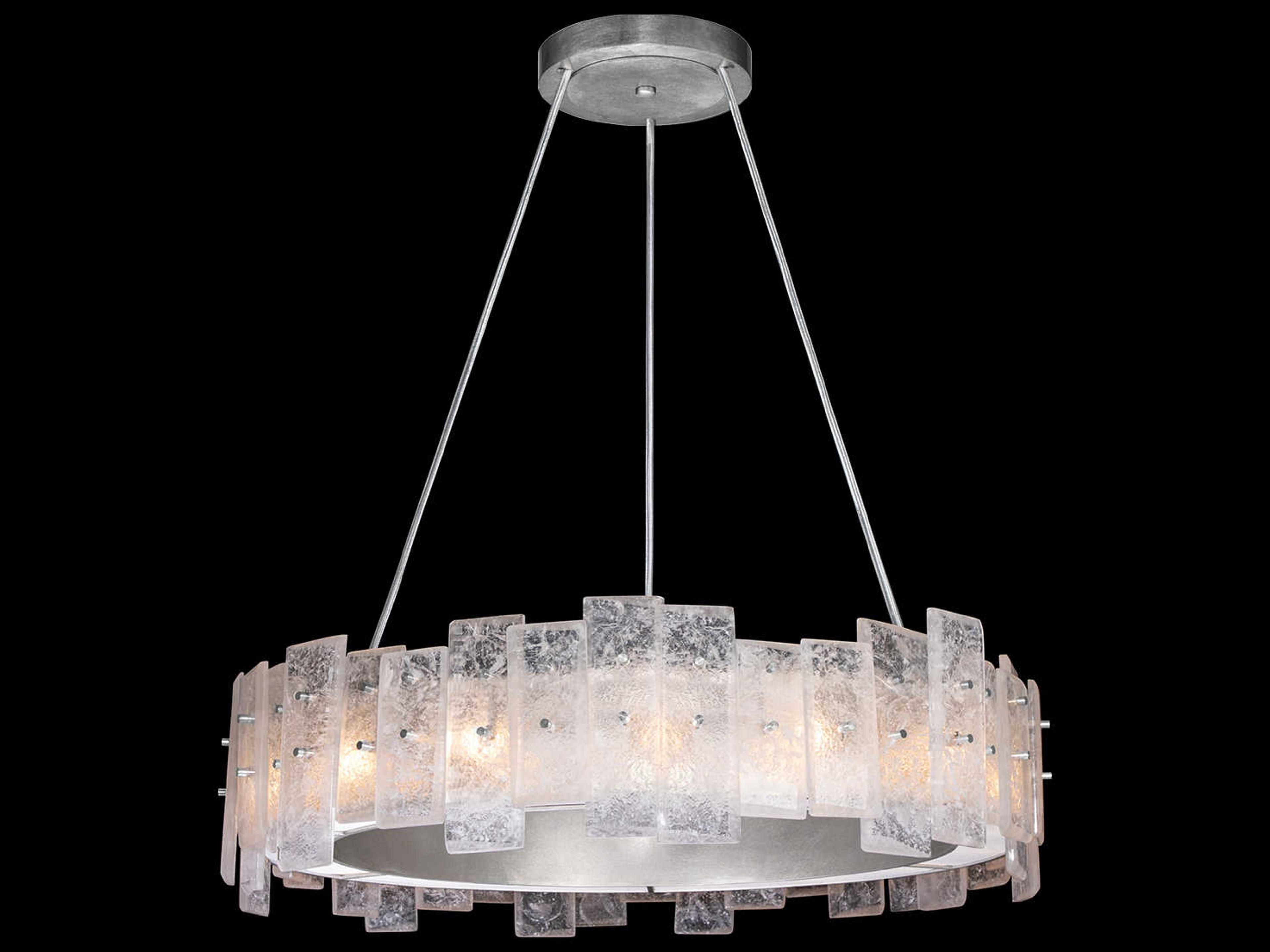 Fine Art Handcrafted Lighting Lunea 15-Light Silver Glass Drum Pendant