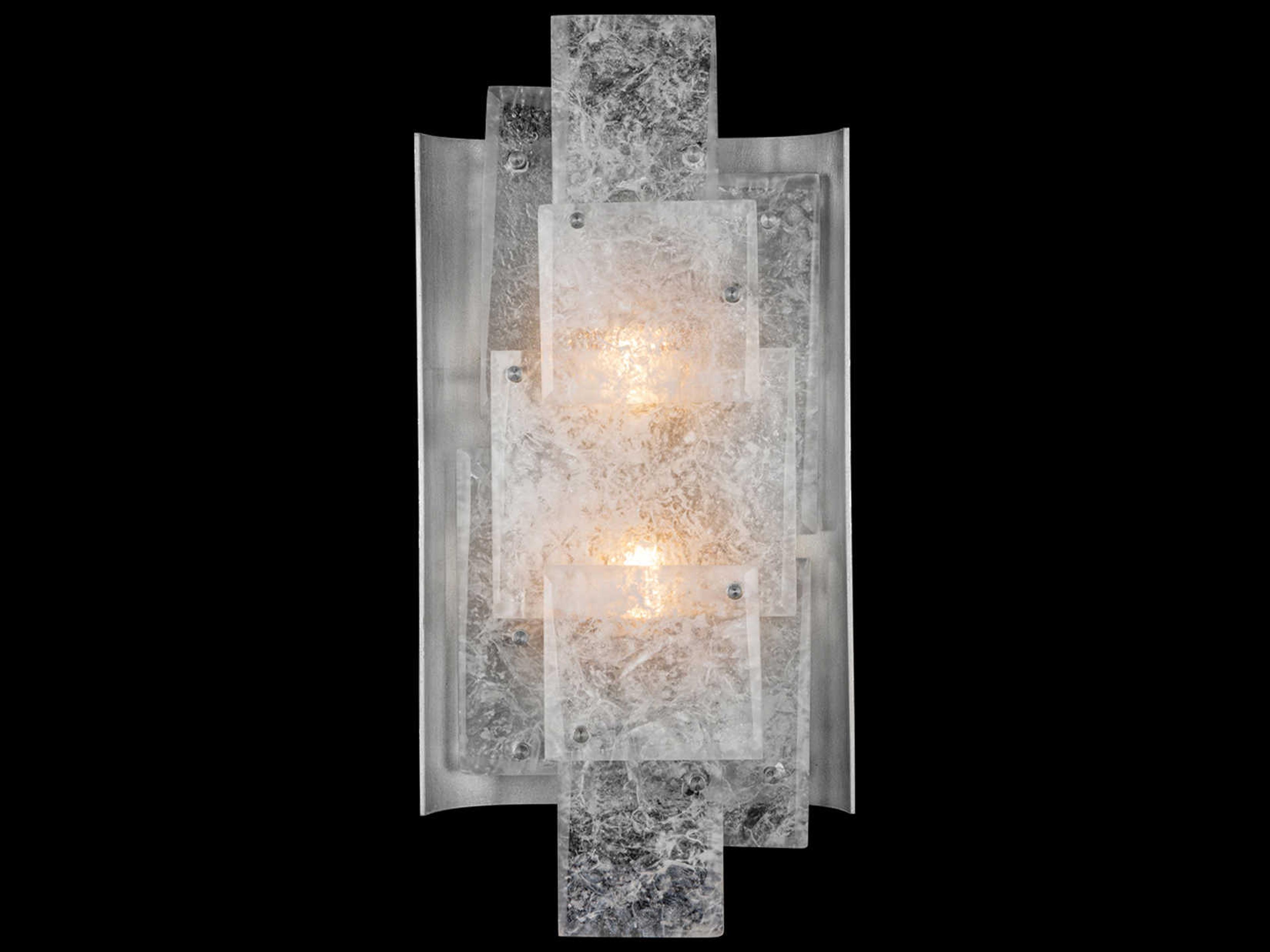 Fine Art Handcrafted Lighting Lunea 2-Light Silver Glass Wall Sconce