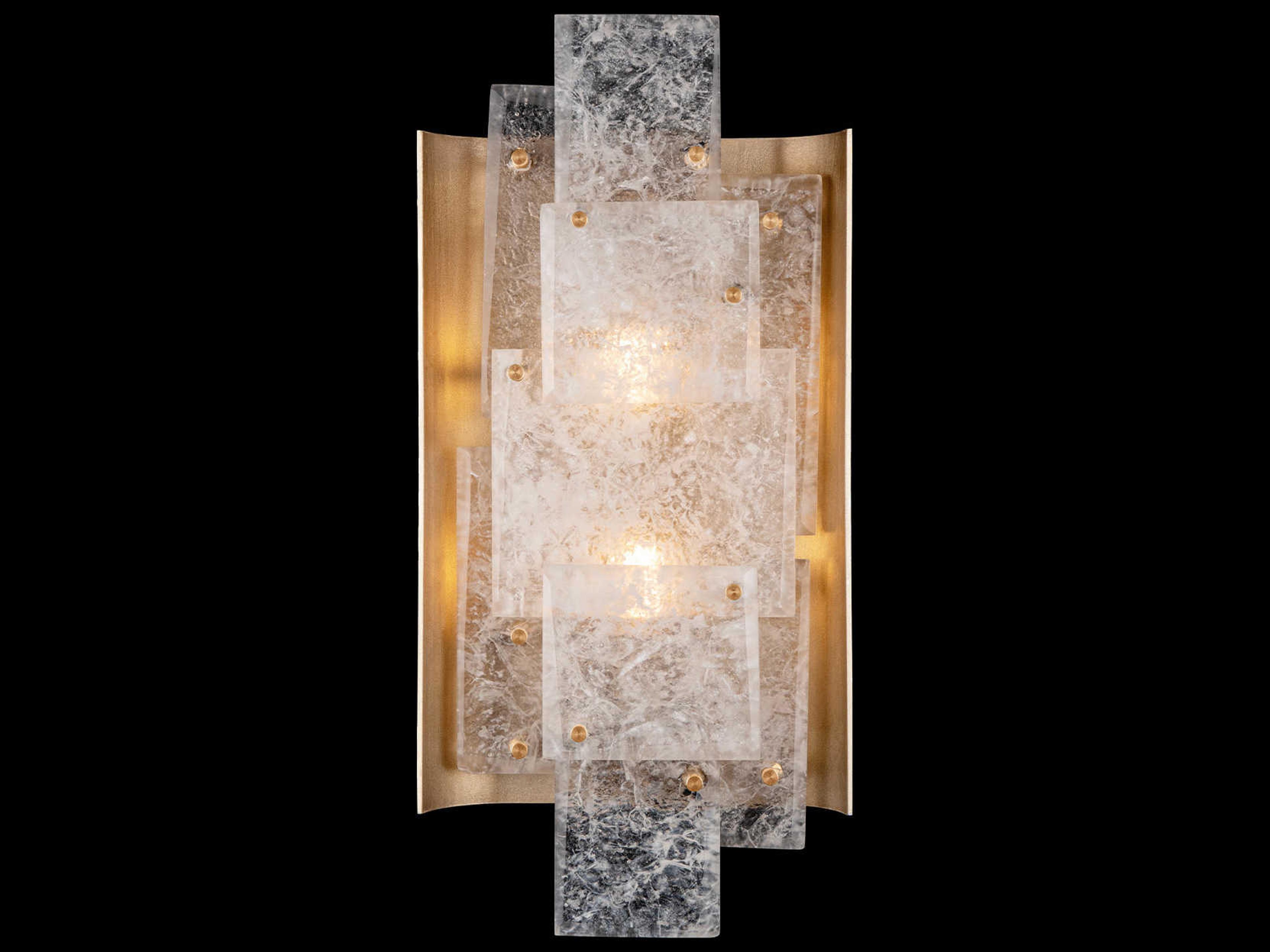 Fine Art Handcrafted Lighting Lunea 2-Light Gold Glass Wall Sconce