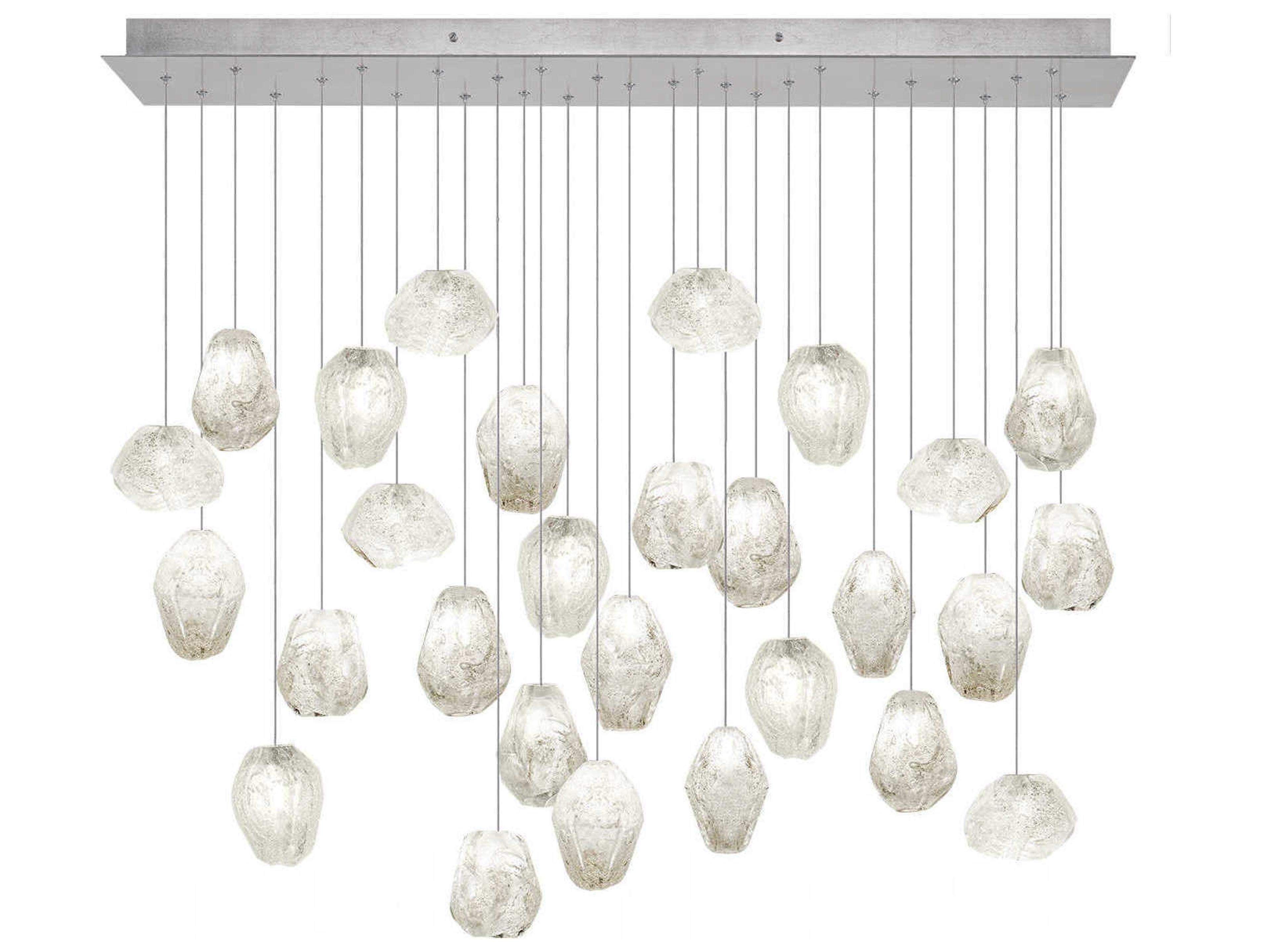 Fine Art Handcrafted Lighting Natural Inspirations 28-Light Silver Glass LED Island Pendant