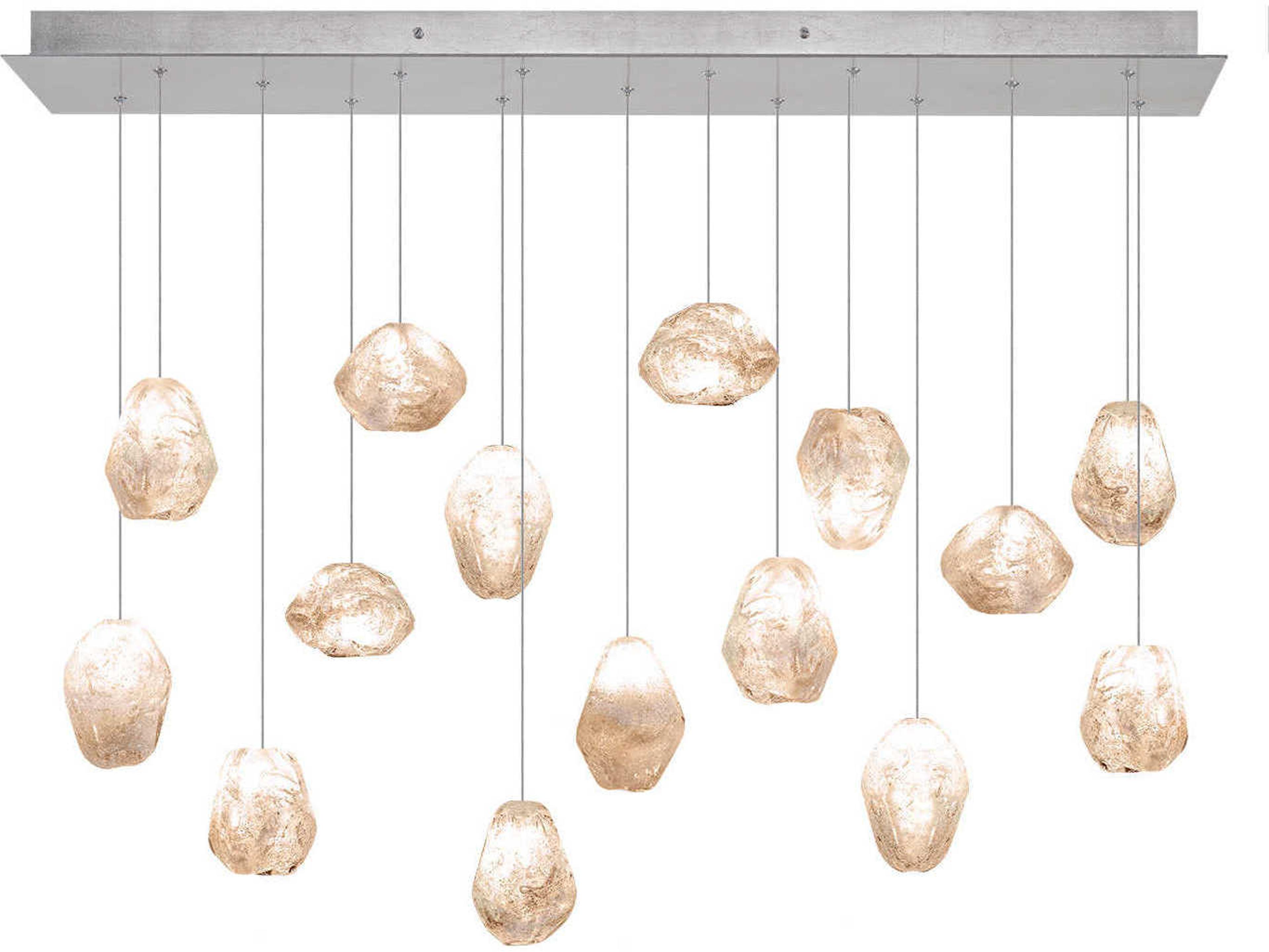 Fine Art Handcrafted Lighting Natural Inspirations 15-Light Silver Glass LED Island Pendant