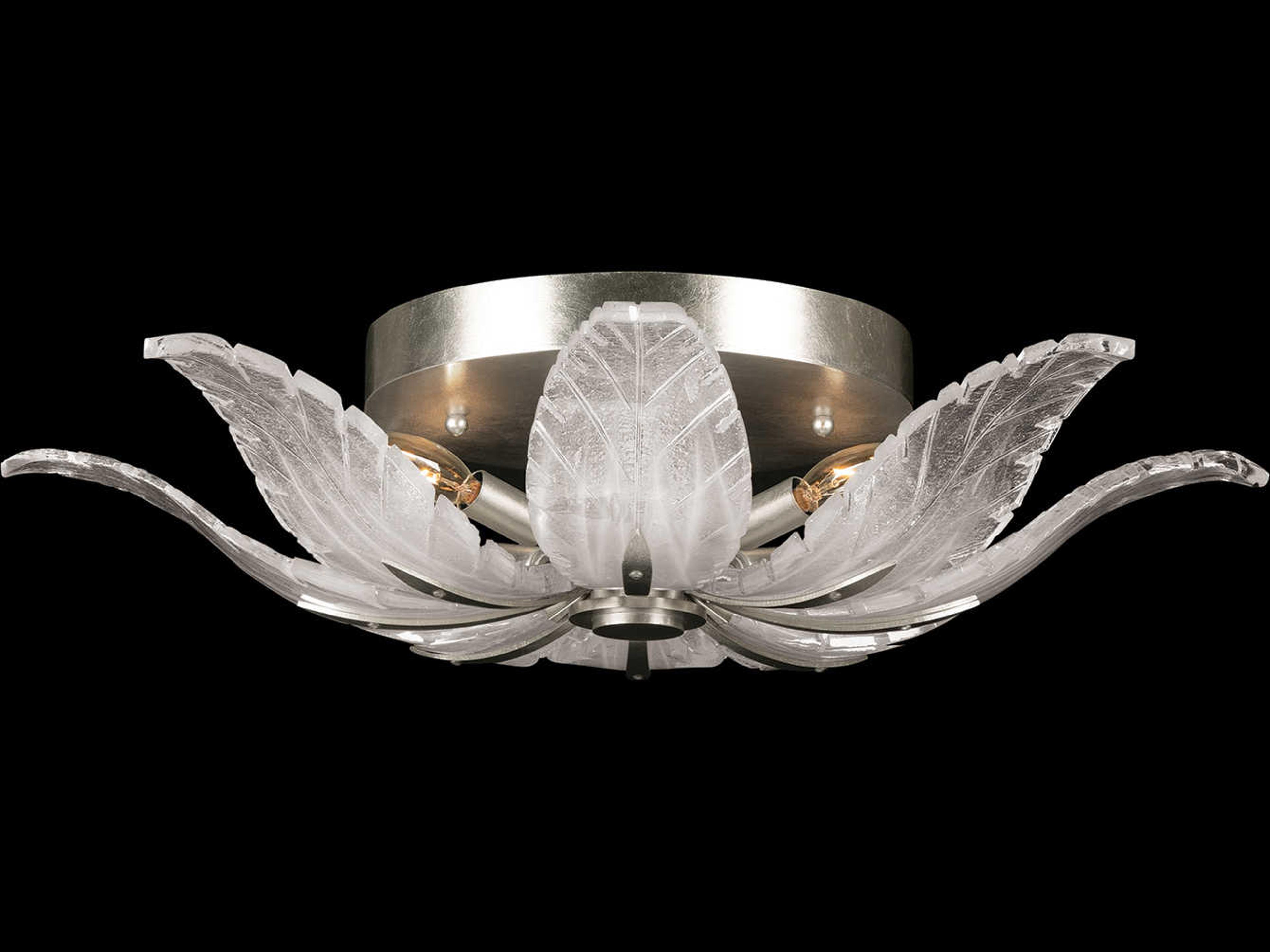 Fine Art Handcrafted Lighting Plume 4-Light Silver Crystal Glass Flush Mount