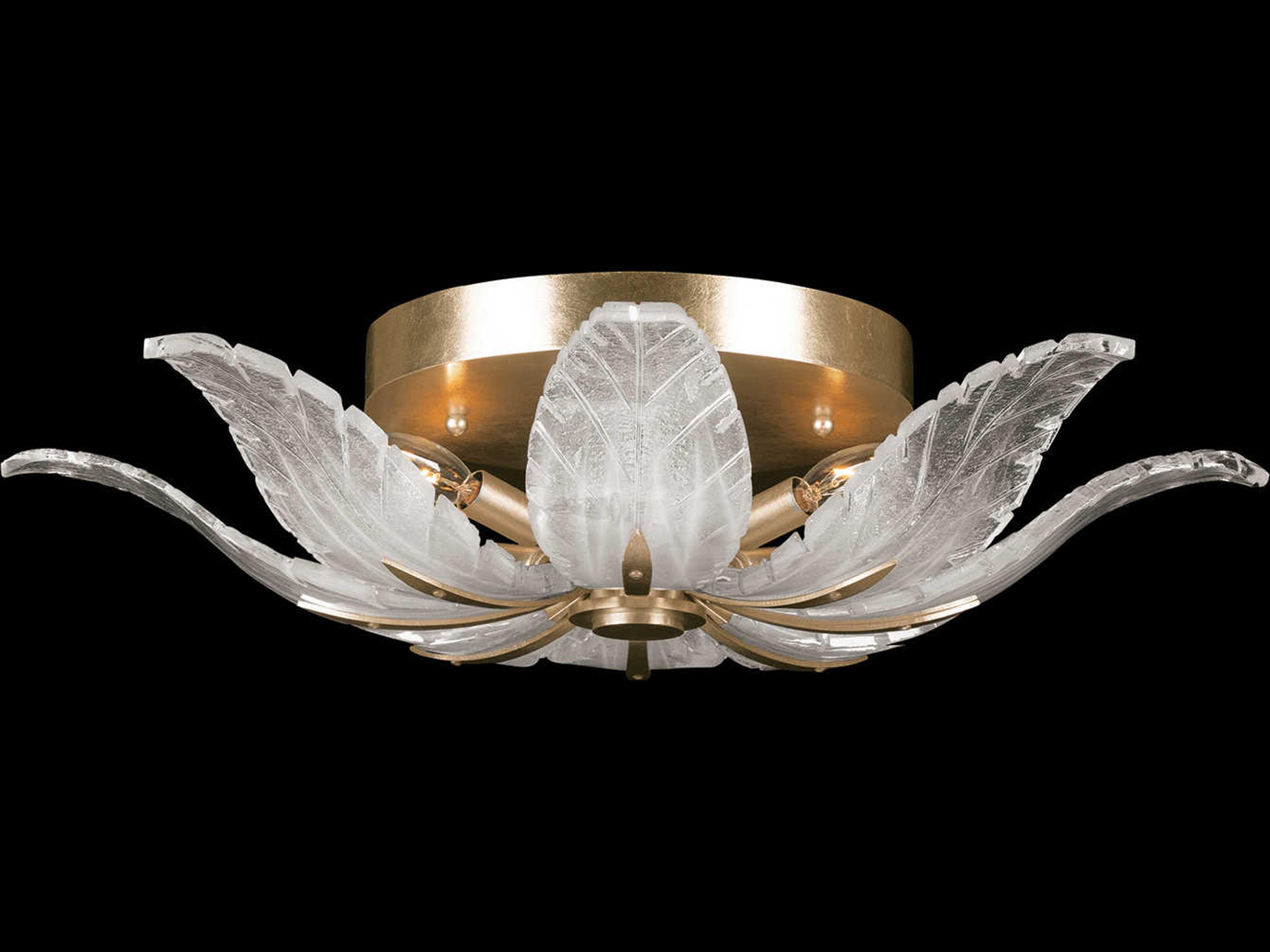 Fine Art Handcrafted Lighting Plume 4-Light Gold Crystal Glass Flush Mount
