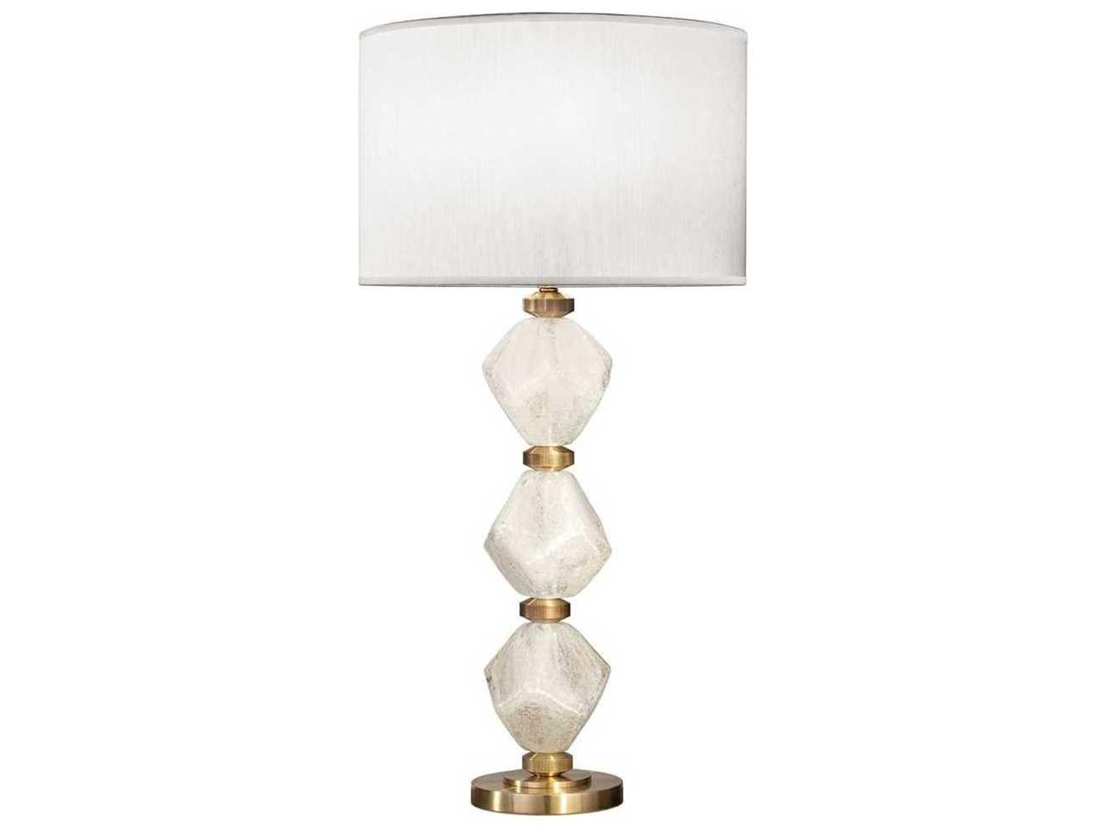 Fine Art Handcrafted Lighting Natural Inspirations Clear Quartz Glass Brass LED Buffet Lamp