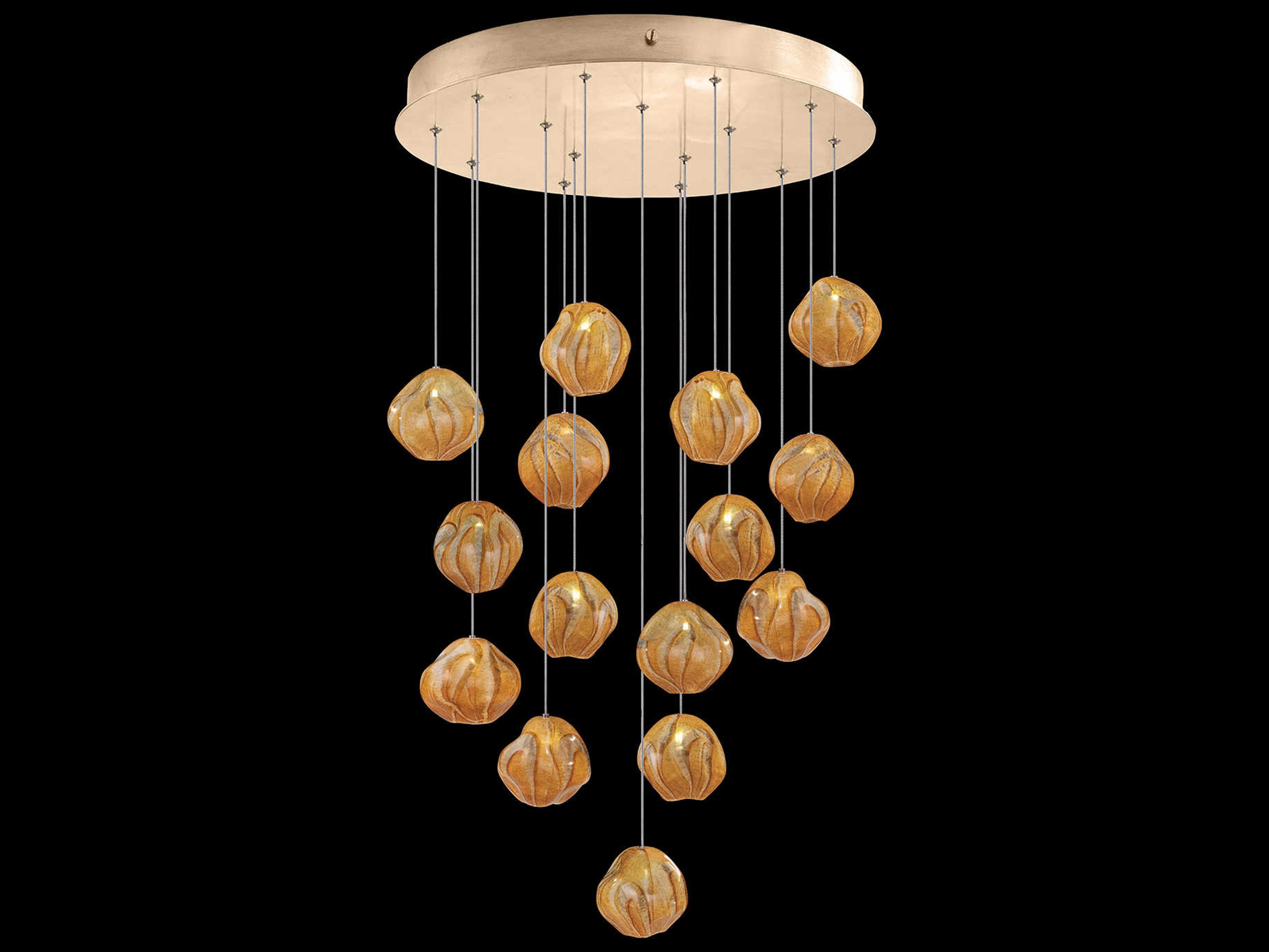 Fine Art Handcrafted Lighting Vesta 15-Light Gold Glass LED Globe Pendant