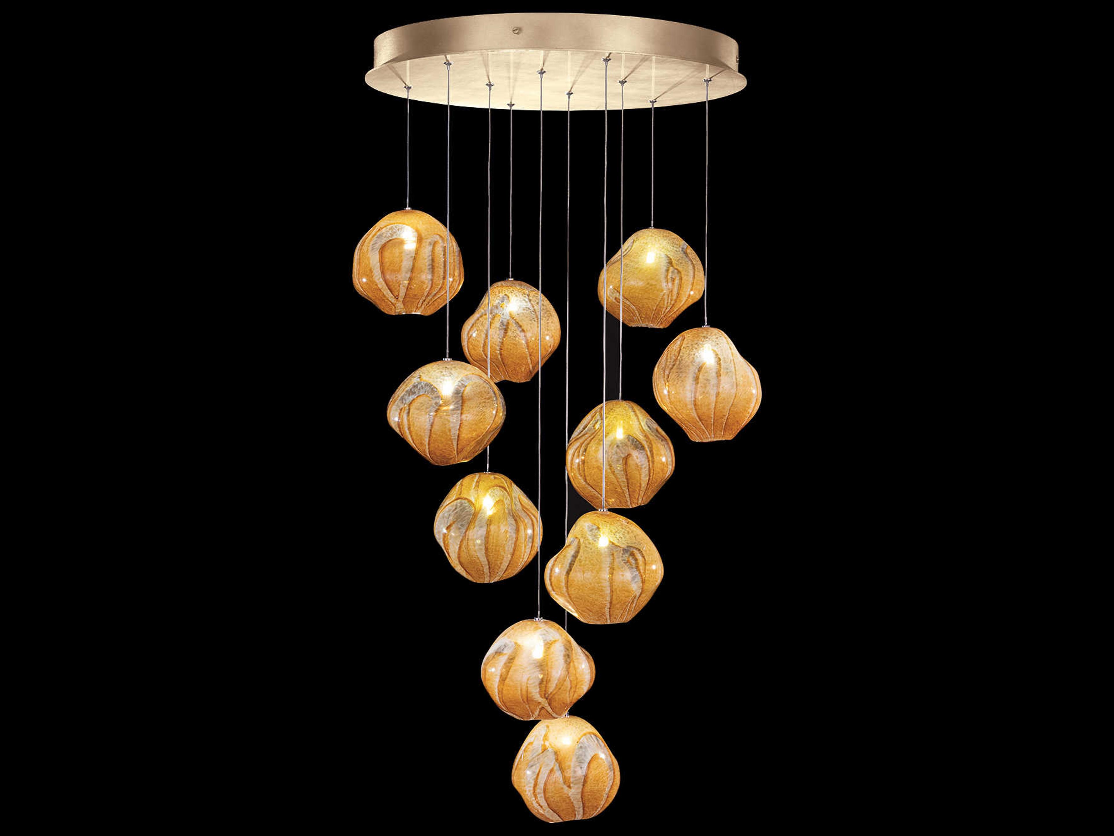 Vesta 10-Light Gold Glass LED Globe Pendant