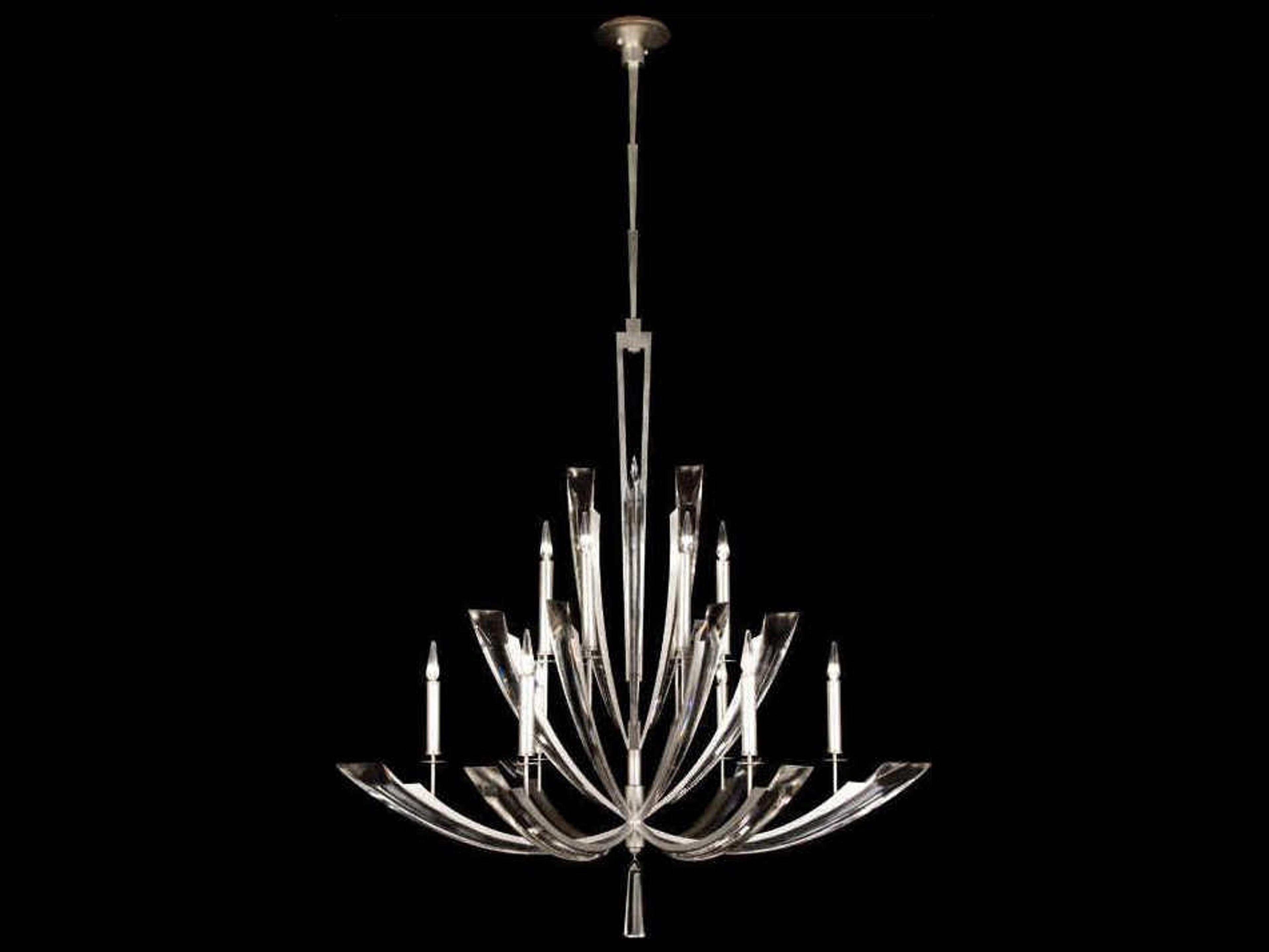 Fine Art Handcrafted Lighting Vol De Cristal 12-Light Silver Crystal Candelabra Chandelier