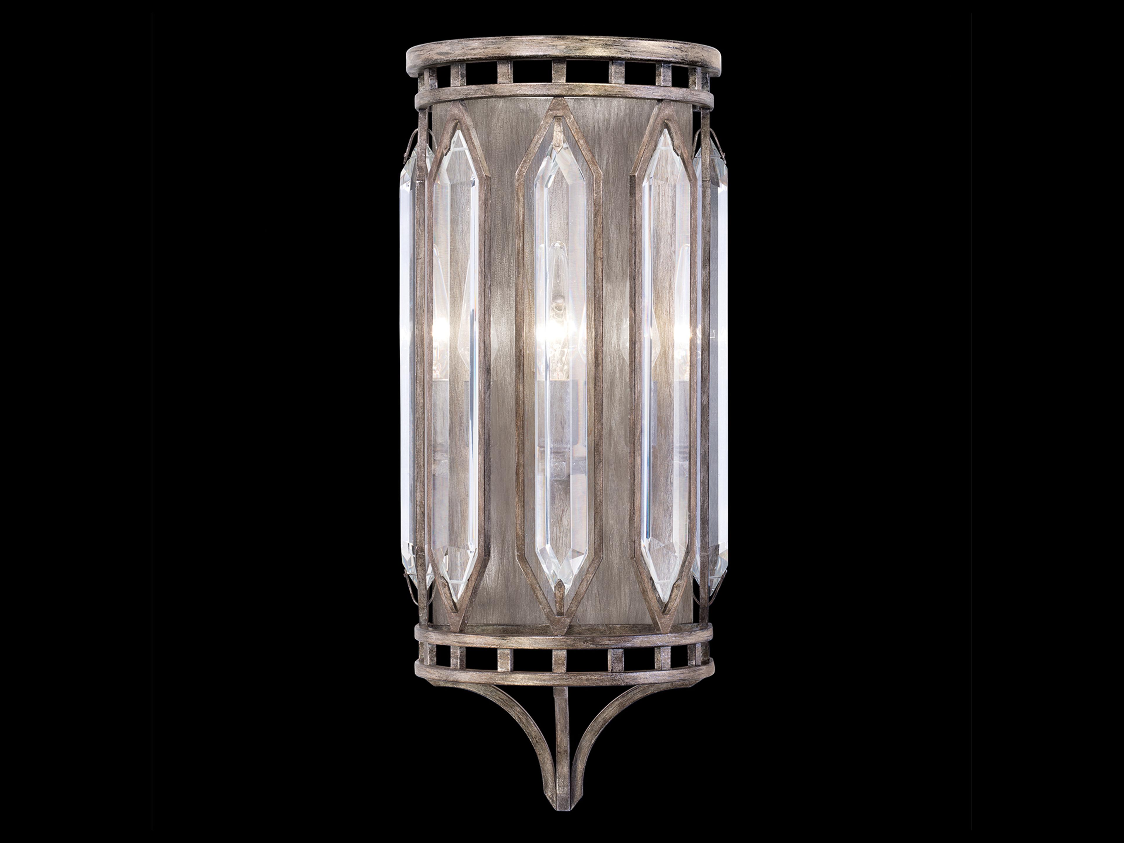 Fine Art Handcrafted Lighting Westminster 3-Light Antique Silver Crystal Wall Sconce