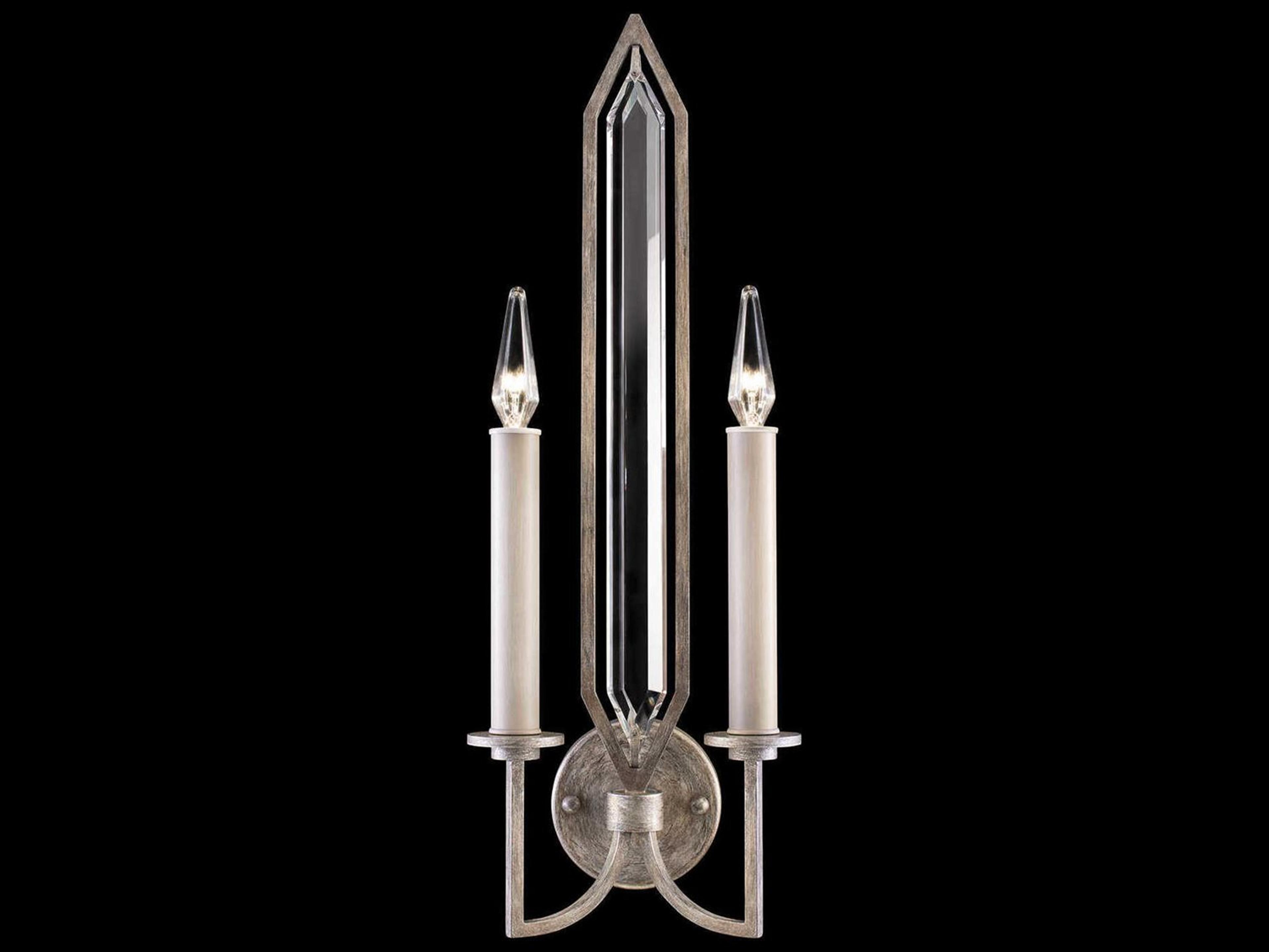Fine Art Handcrafted Lighting Westminster 2-Light Antique Silver Crystal Wall Sconce