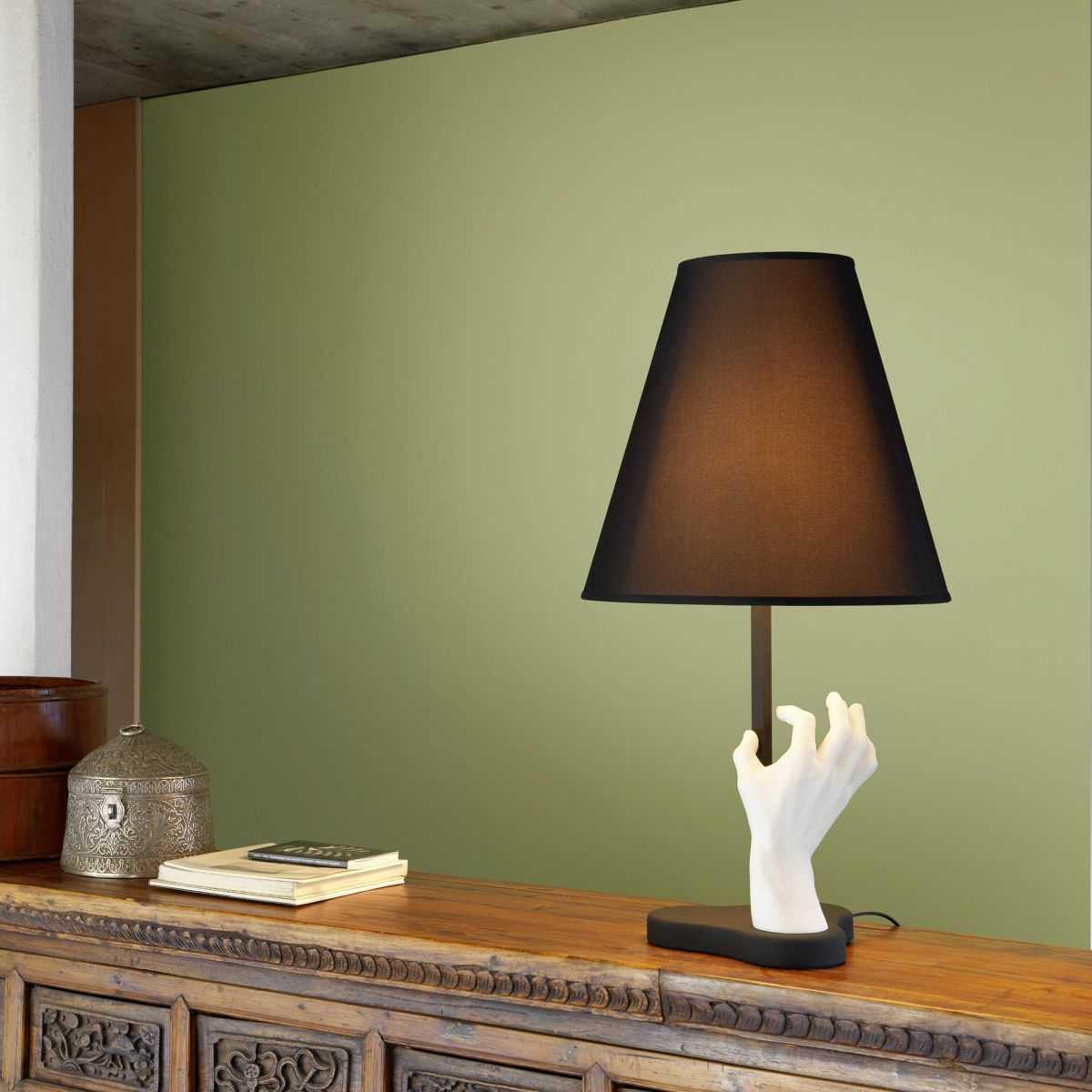 Fontana Arte Mano White marble powder and resin Marble Powder And Resin Black Fabric Lined Table Lamp