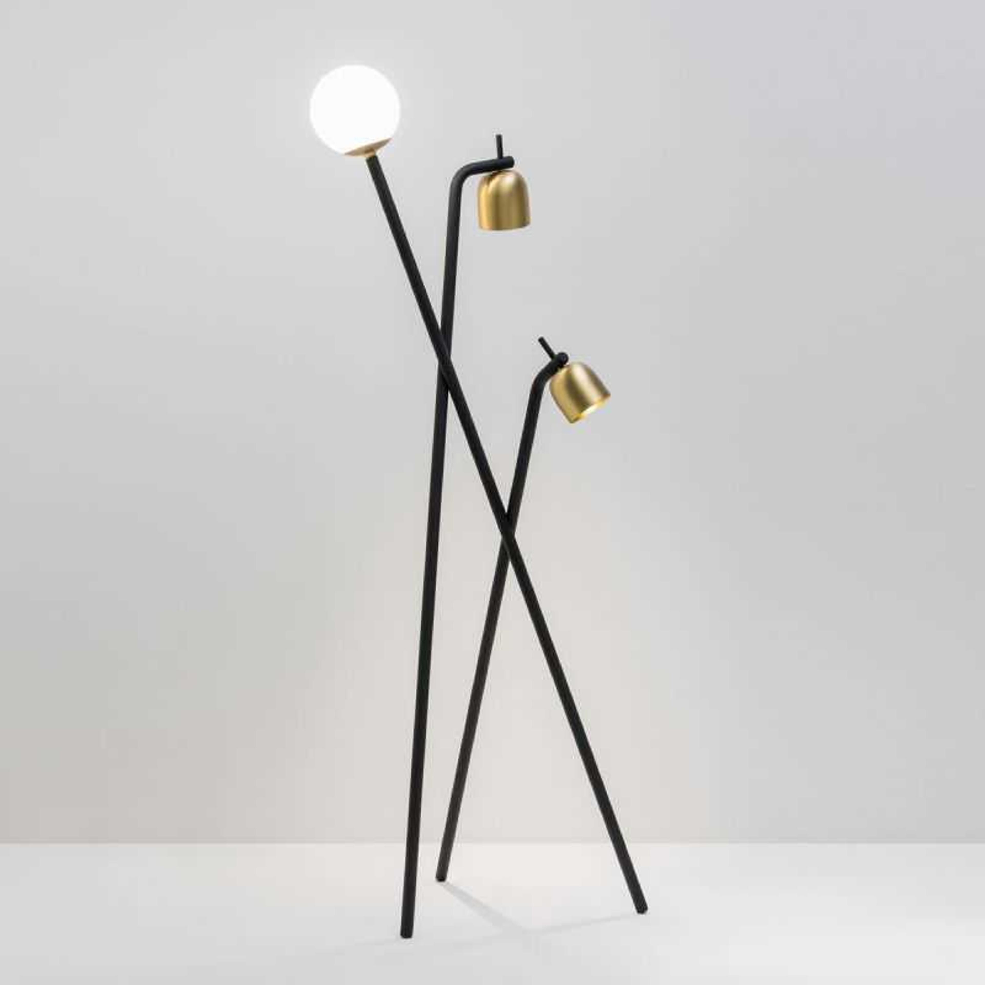 Fontana Arte Tripod LED Black & Brass White Frosted Glass Floor Lamp