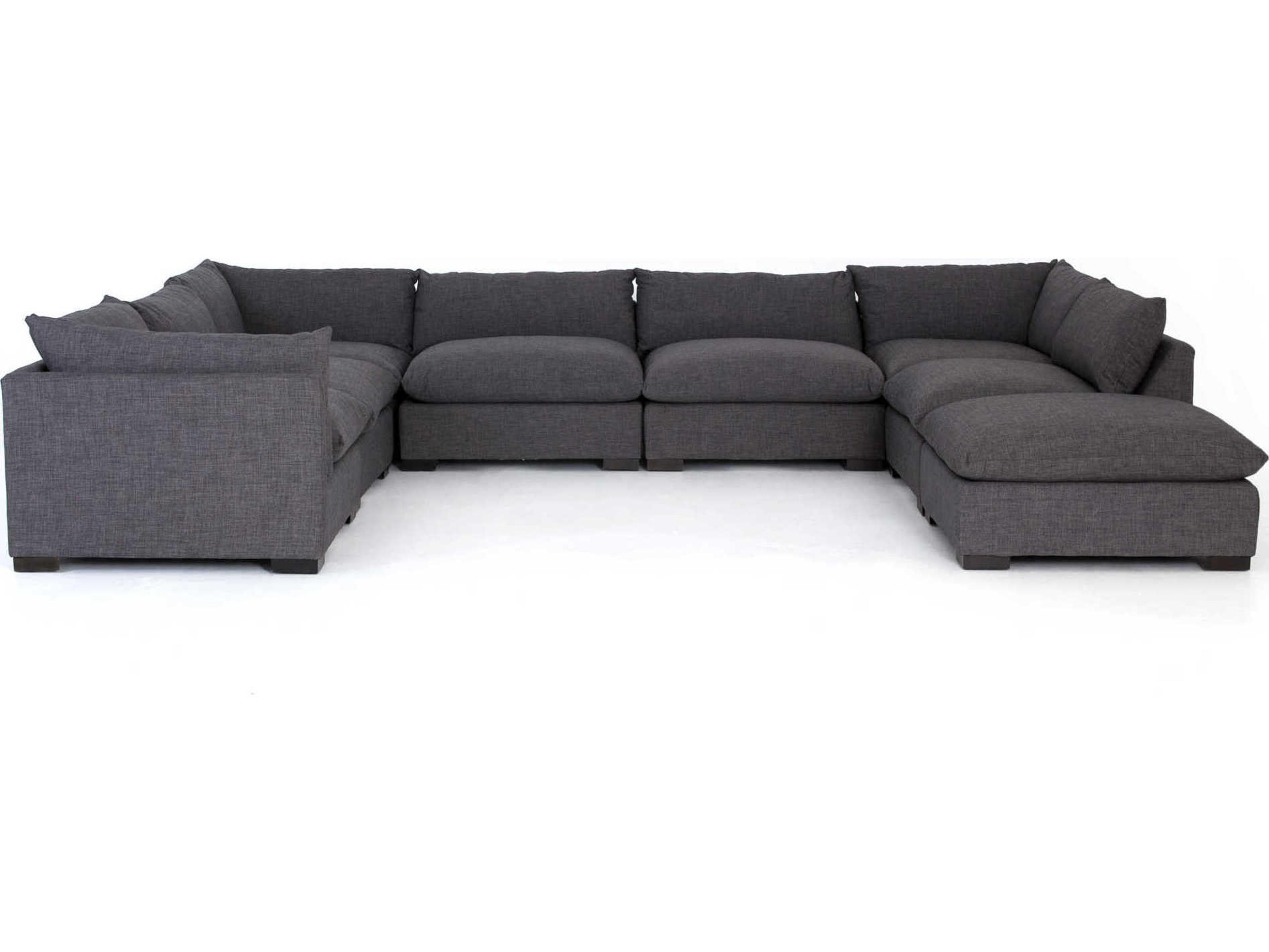 Luxecor Globetrotter Westwood 7 - Piece Gray Upholstered Sectional Sofa with Ottoman